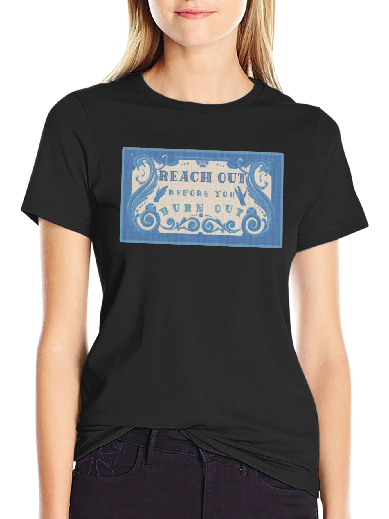 Reach Out Before You Burn Out Black T-Shirt