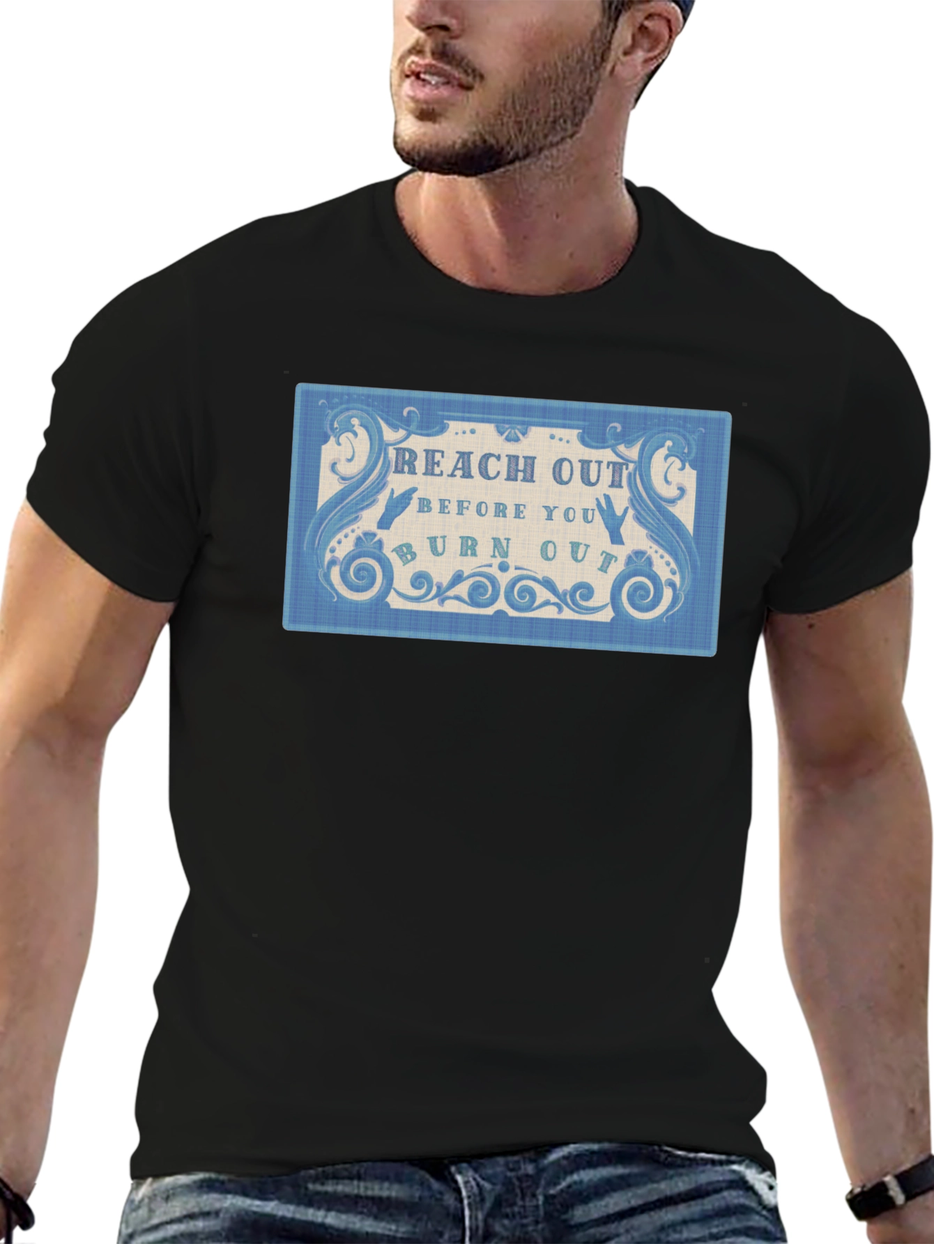 Reach Out Before You Burn Out Black T-Shirt