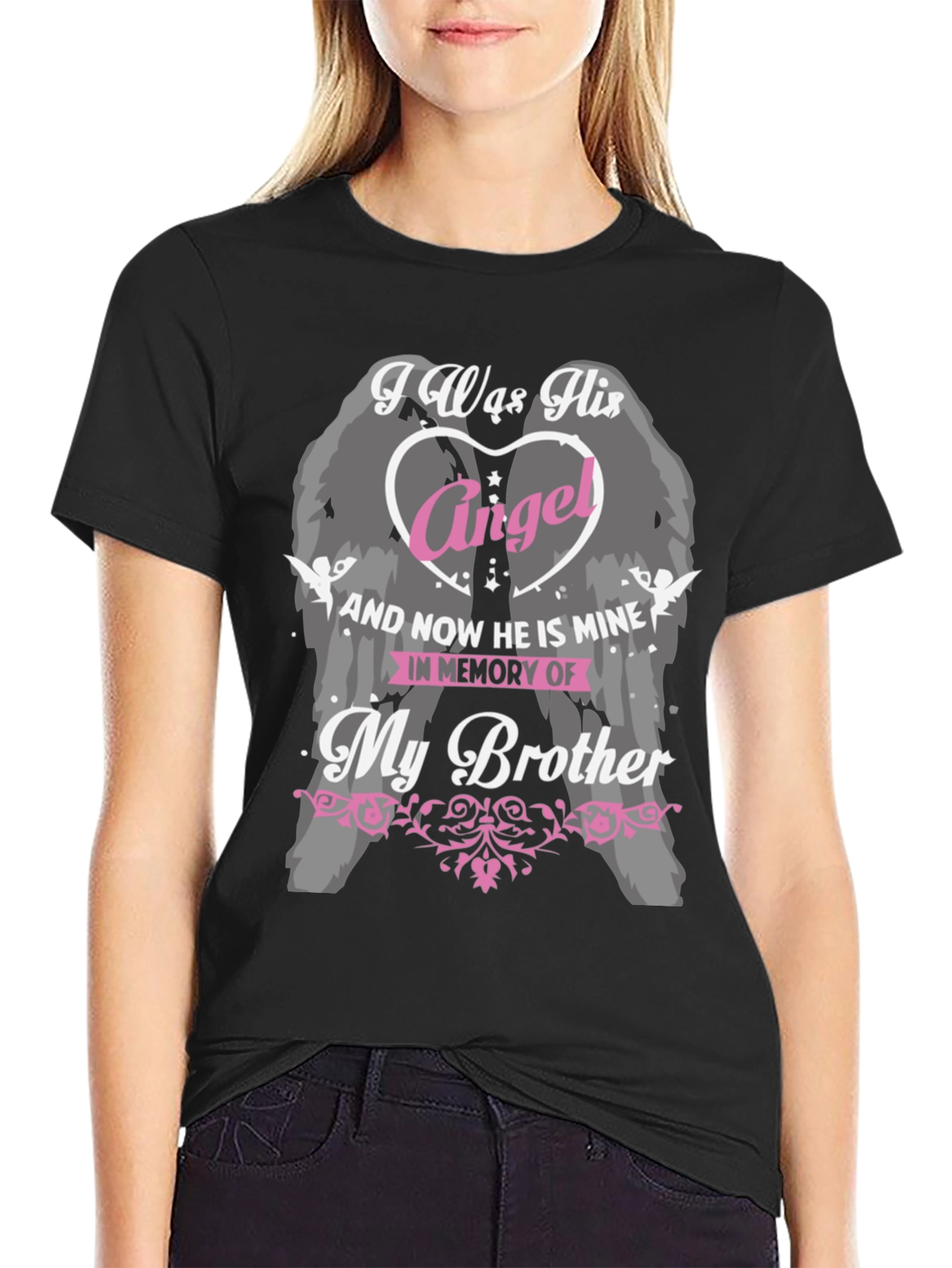 I Was His Angel Brother Memorial T-Shirt
