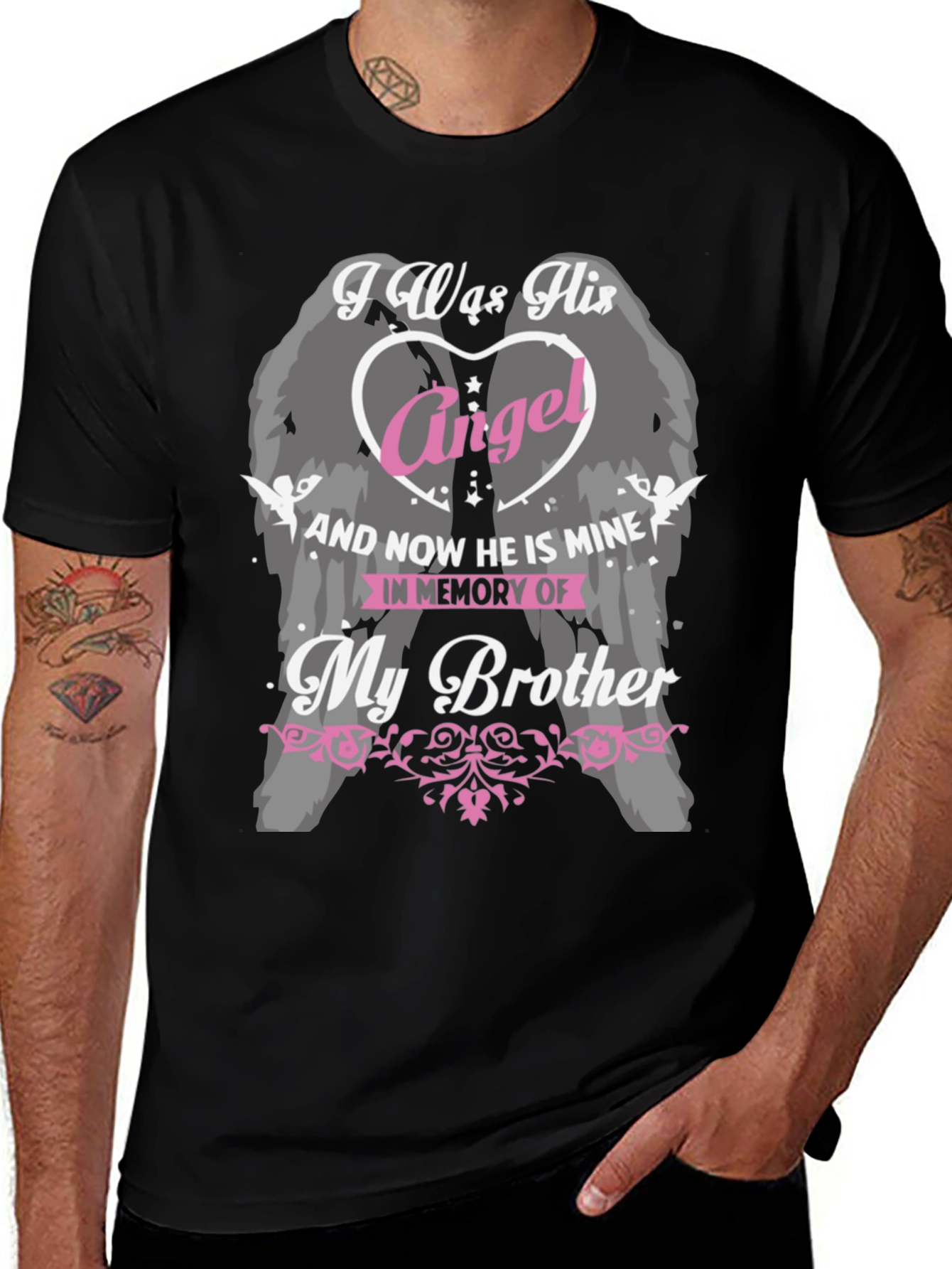 I Was His Angel Brother Memorial T-Shirt