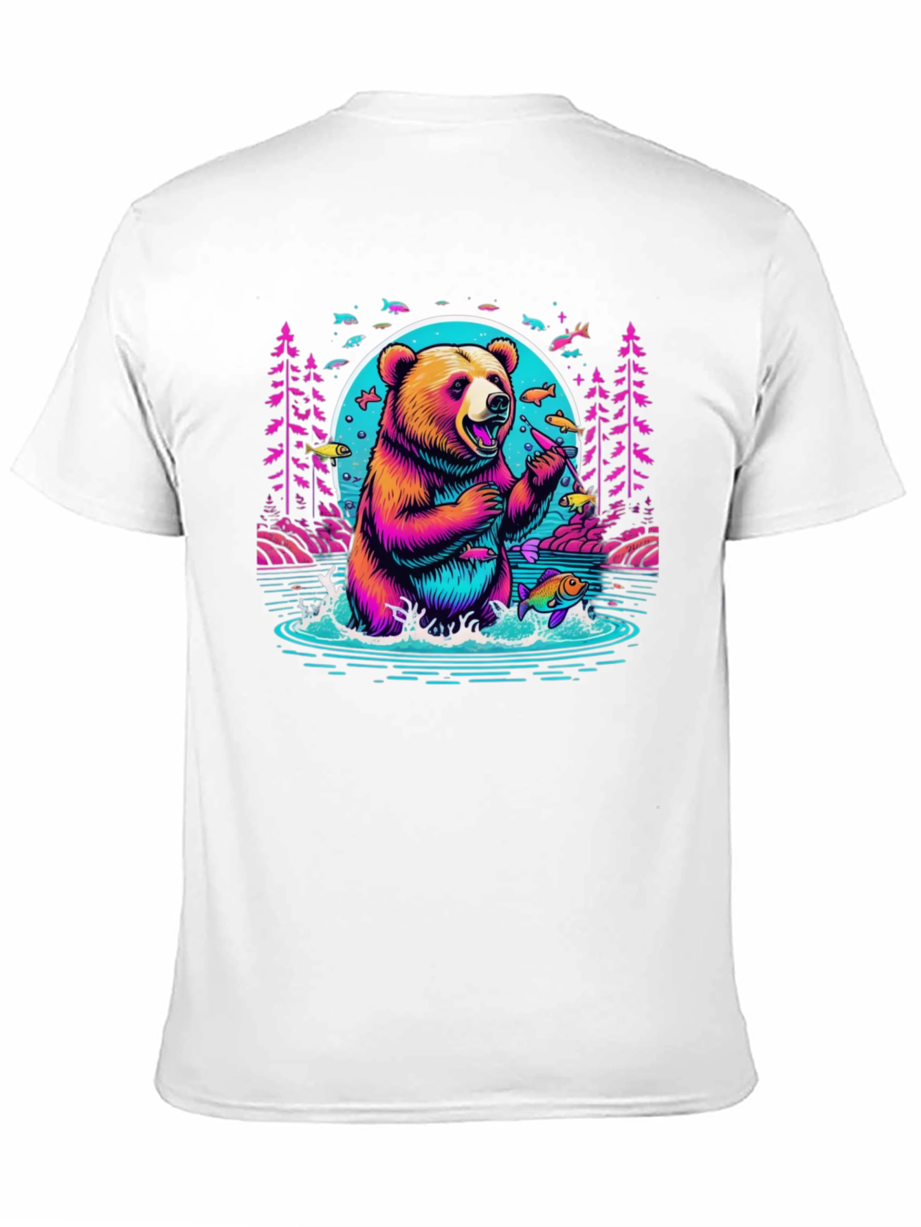 Bear Fishing Graphic T-Shirt