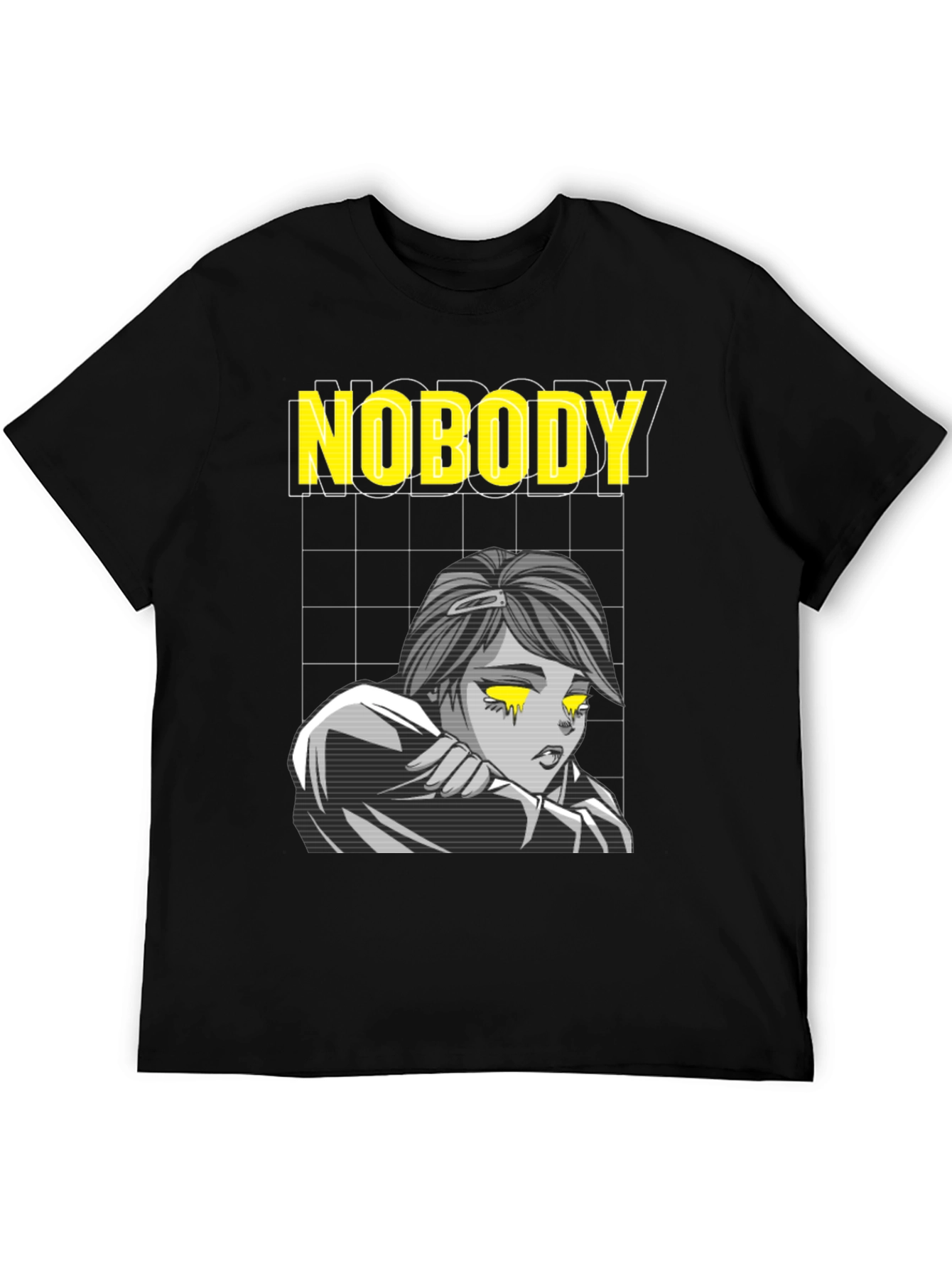 Nobody Anime Graphic T-Shirt Black