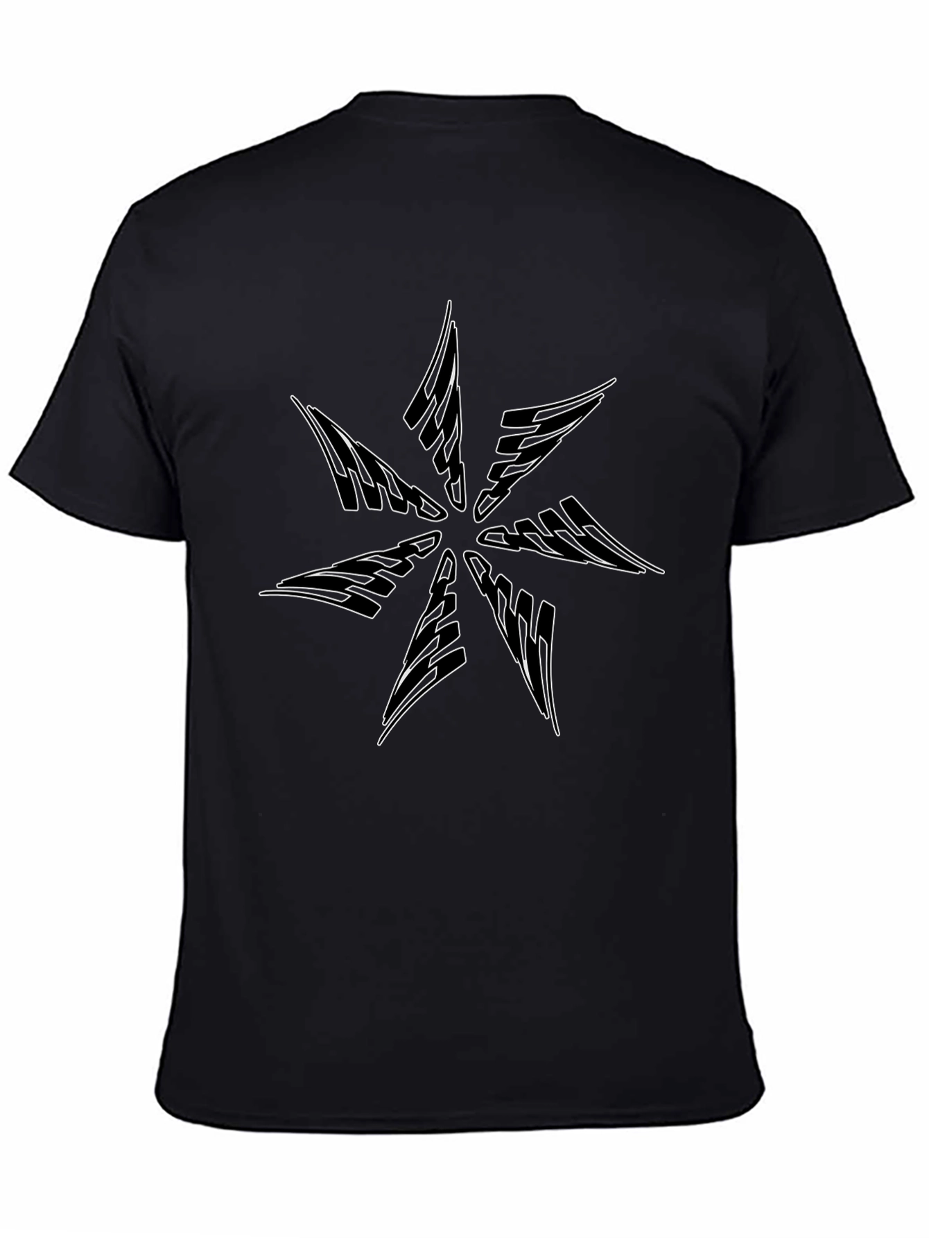 Abstract Star Graphic Tee - Black Cotton Blend
