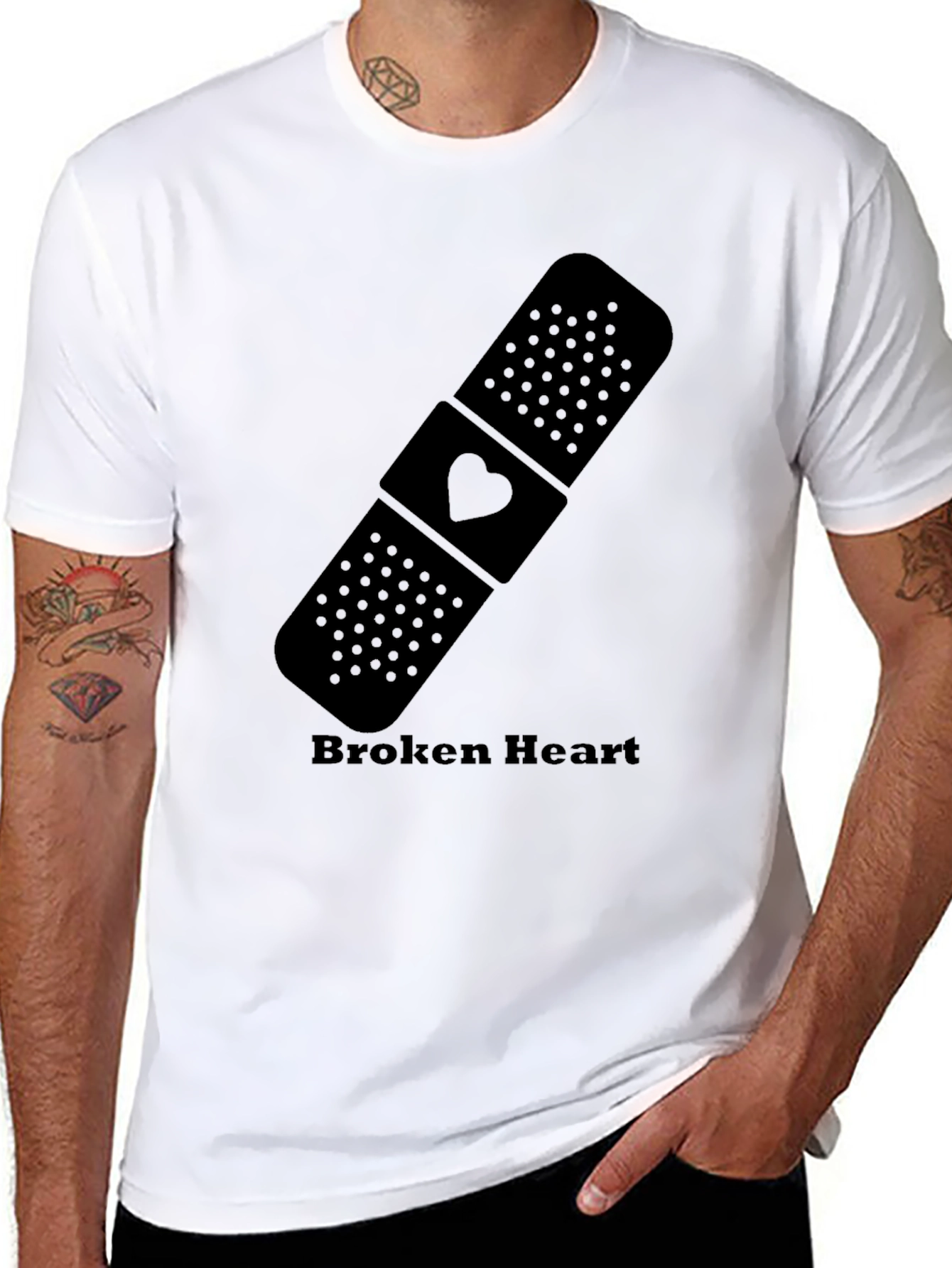 Broken Heart Bandage Graphic T-Shirt