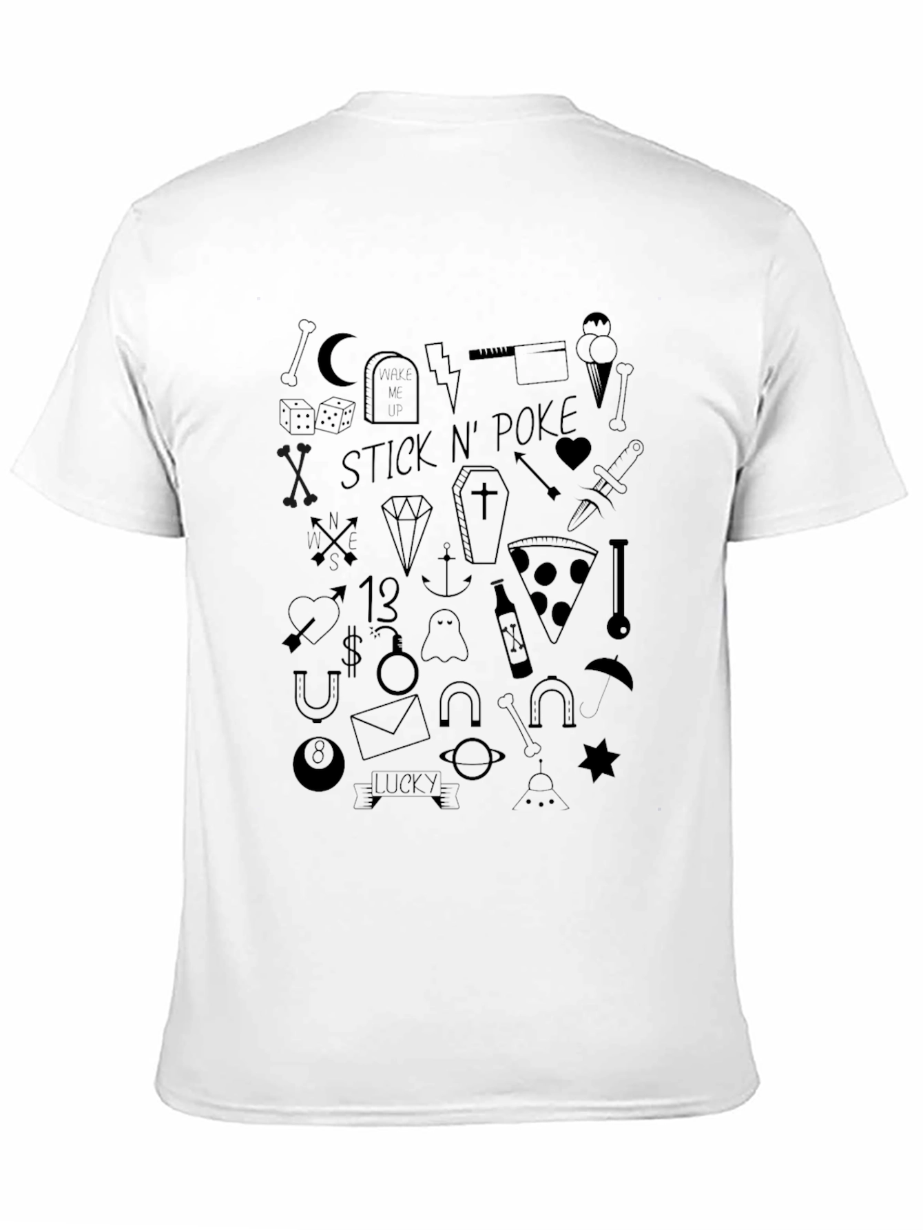 Stick N Poke Tattoo Style Black T-Shirt