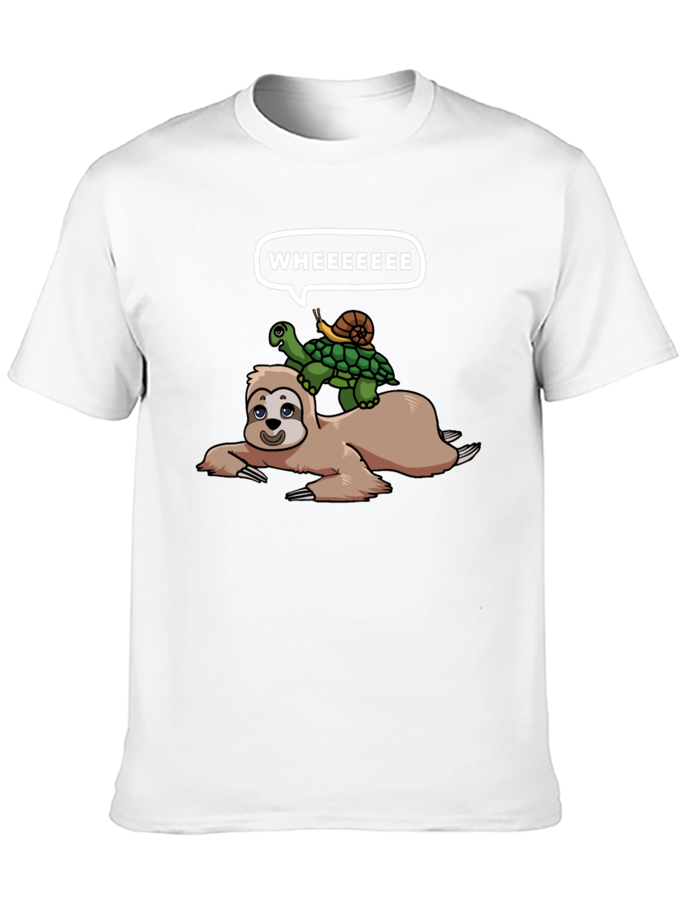 Sloth Turtle and Snail Black T-Shirt