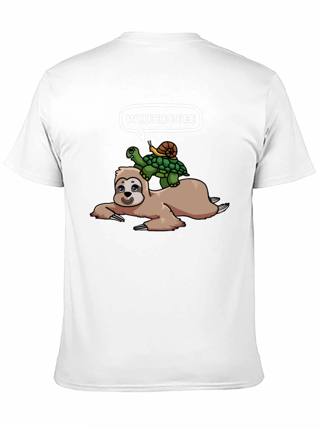 Sloth Turtle and Snail Black T-Shirt