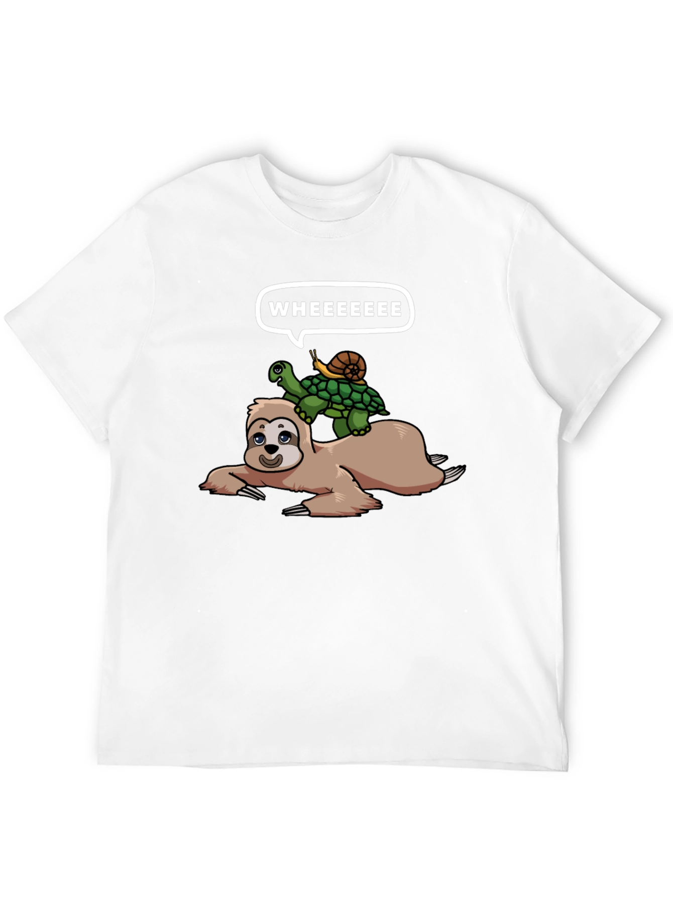 Sloth Turtle and Snail Black T-Shirt