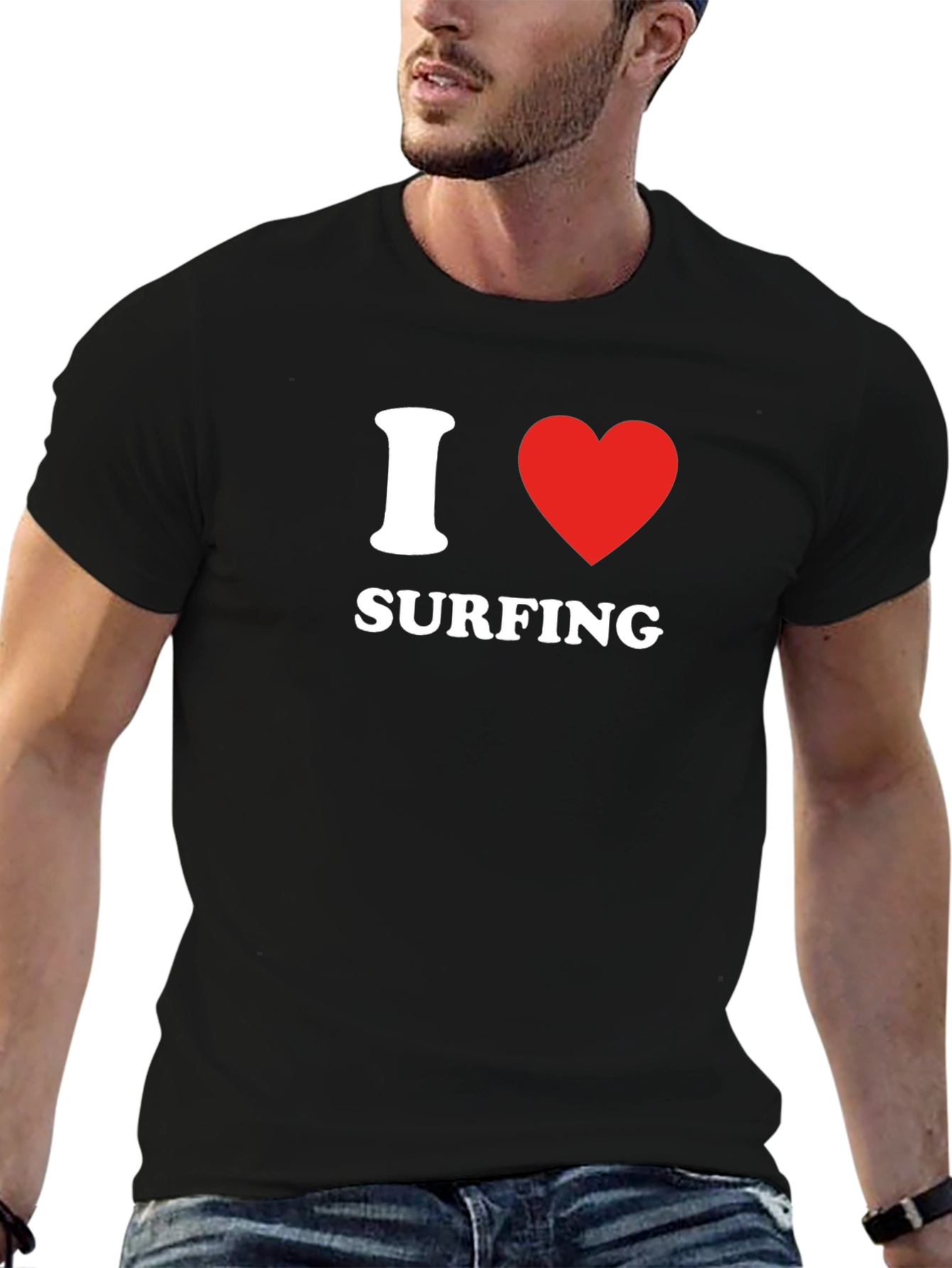 I Heart Surfing Black T-Shirt