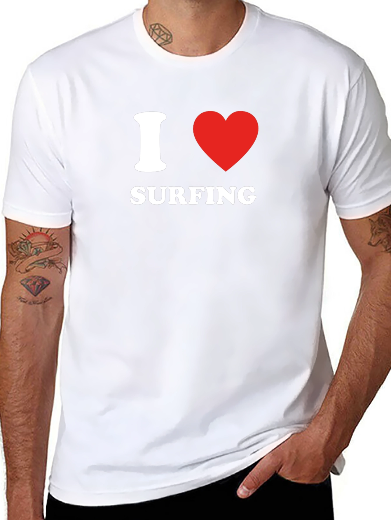 I Heart Surfing Black T-Shirt