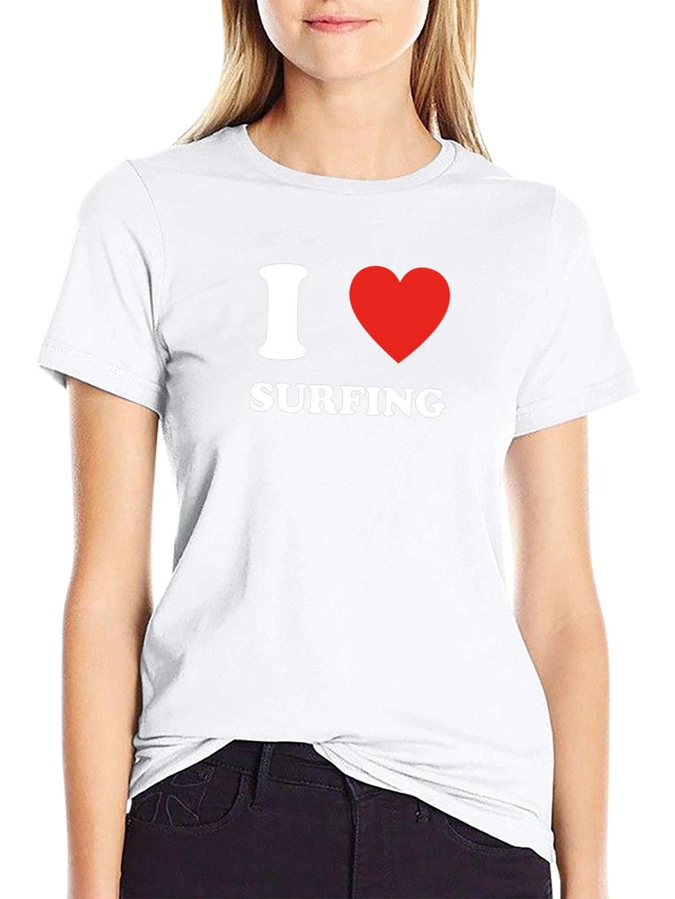 I Heart Surfing Black T-Shirt