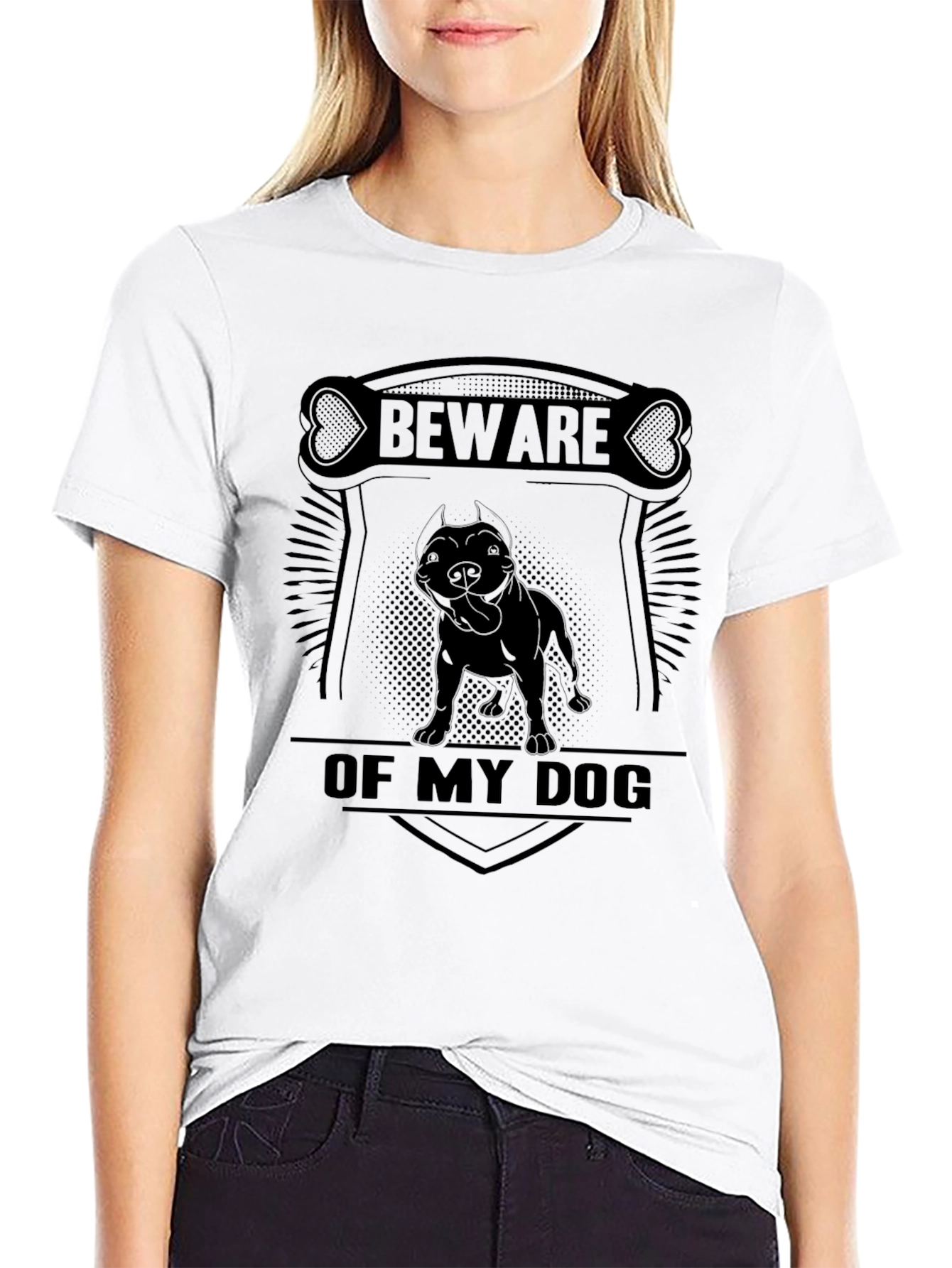 Beware of My Dog Pitbull Graphic T-Shirt