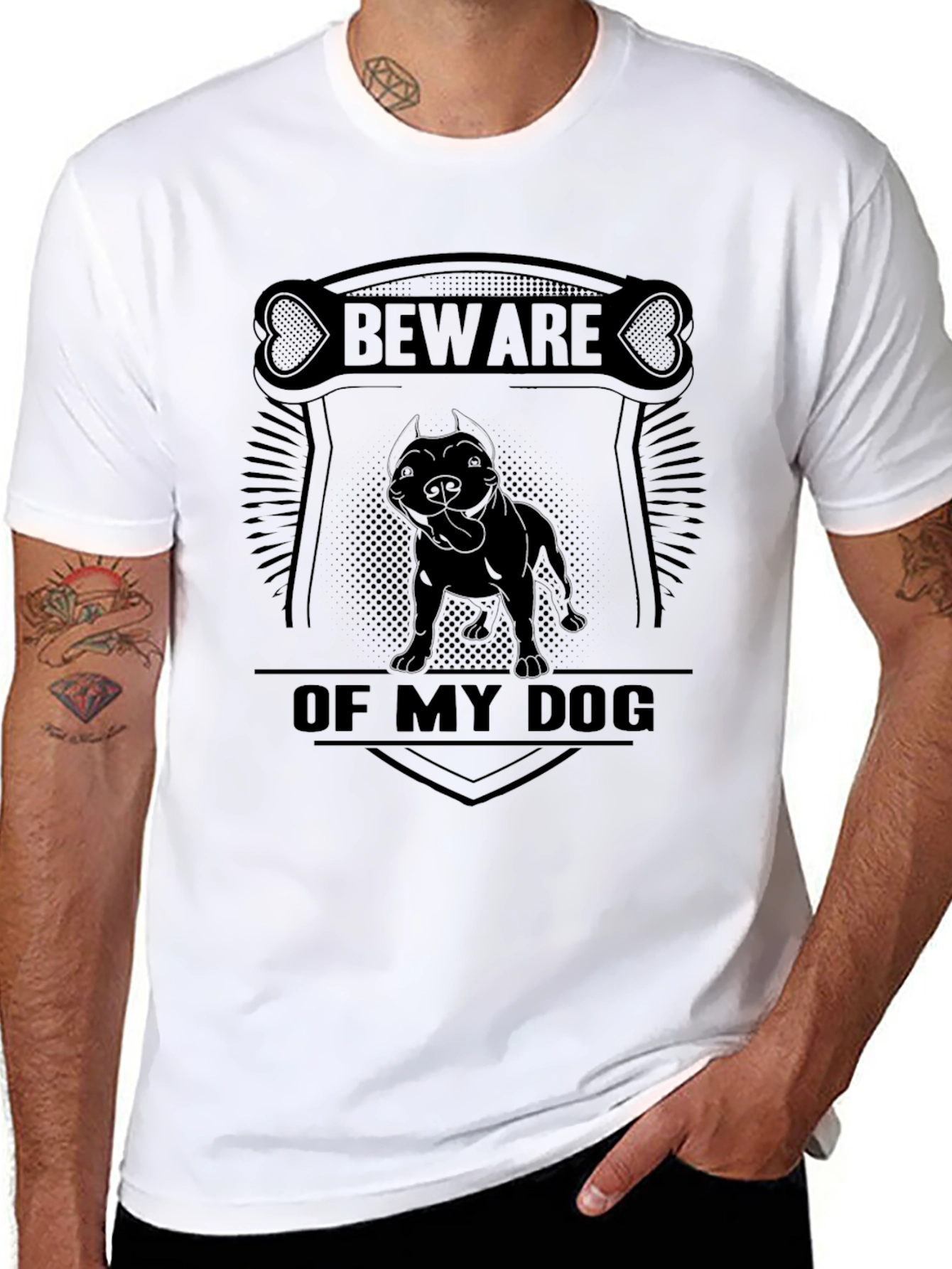 Beware of My Dog Pitbull Graphic T-Shirt