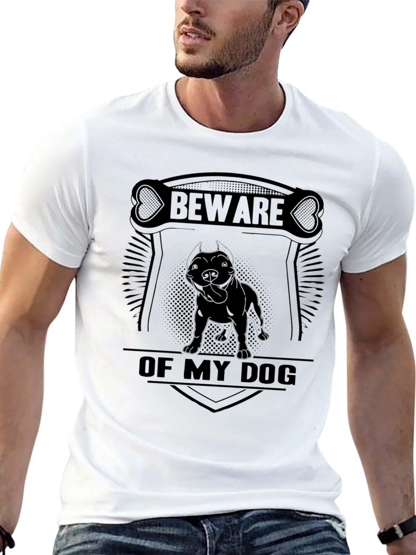 Beware of My Dog Pitbull Graphic T-Shirt
