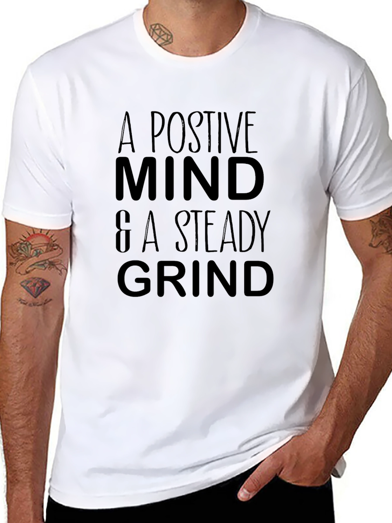 Positive Mind & Steady Grind Black Graphic Tee