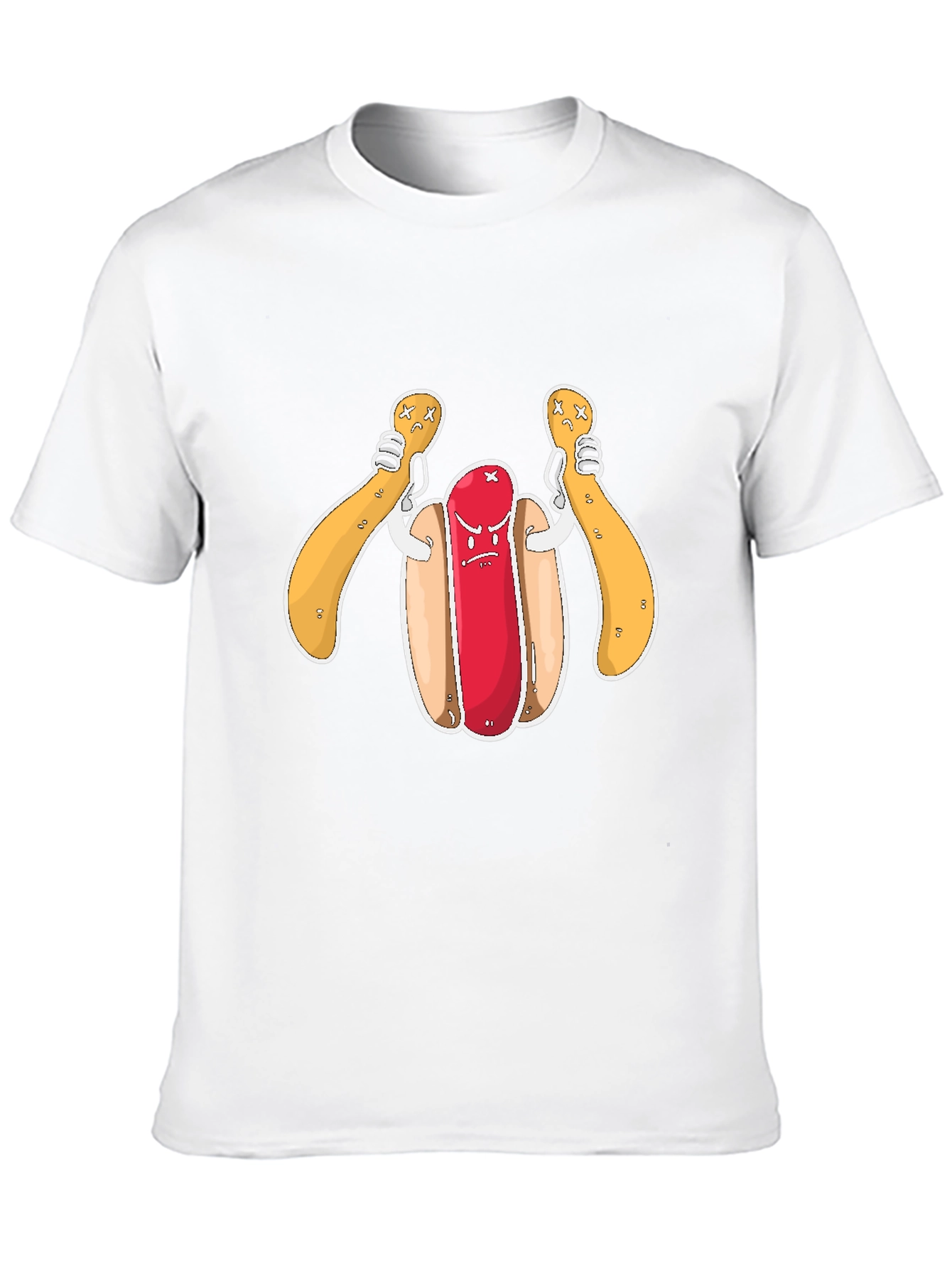Cartoon Hot Dog Graphic T-Shirt