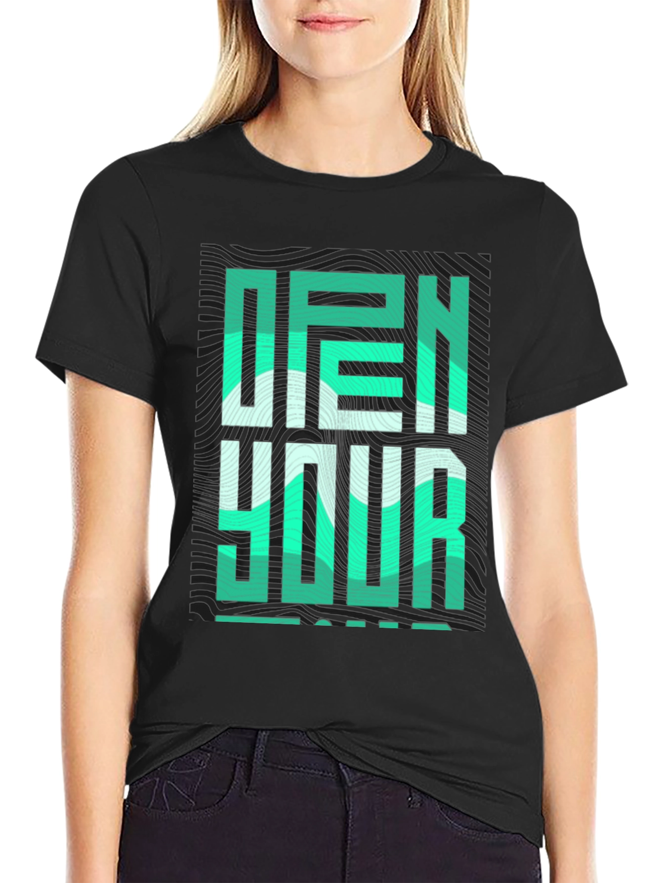 Open Your Mind Graphic Tee - Stylish Black T-Shirt