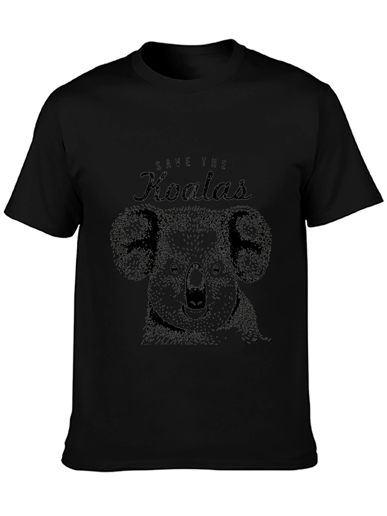 Save the Koalas Graphic Print Black T-Shirt
