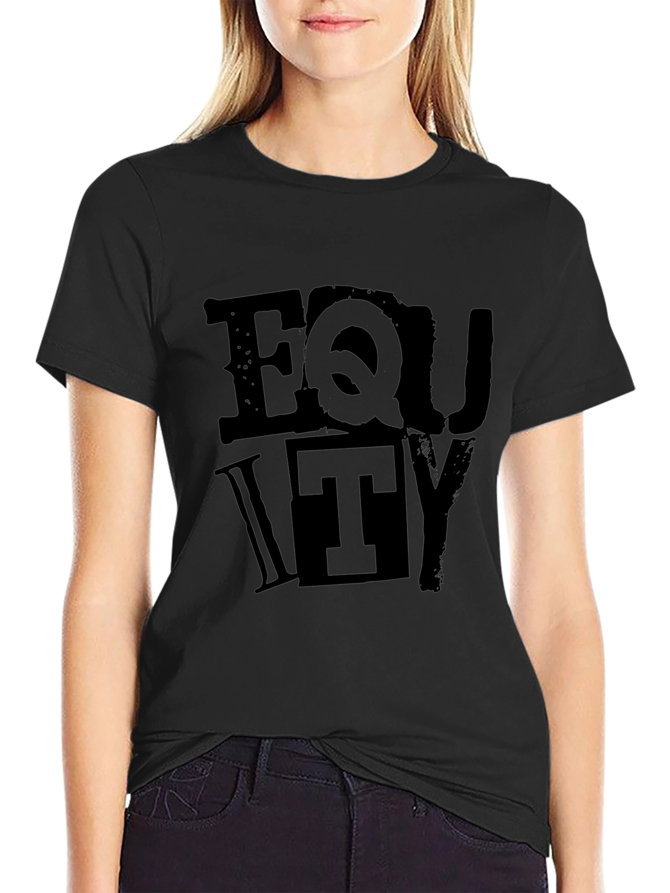 Equity Graphic Tee - Black Cotton Blend Casual Wear