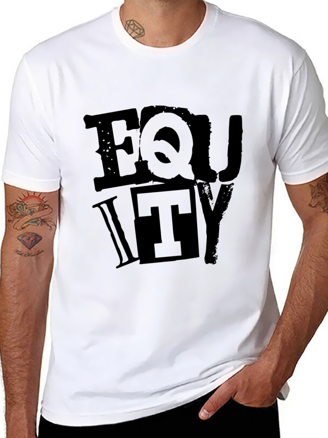 Equity Graphic Tee - Black Cotton Blend Casual Wear