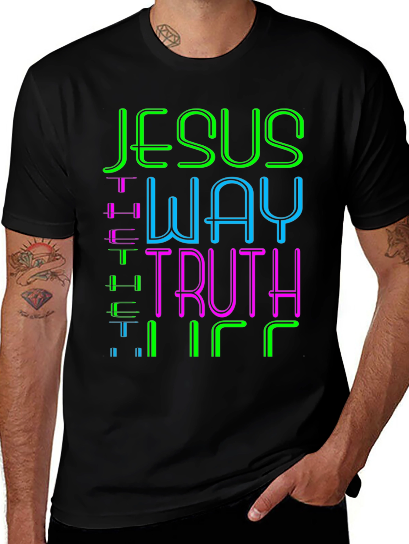 Jesus The Way Truth Life Black Graphic Tee