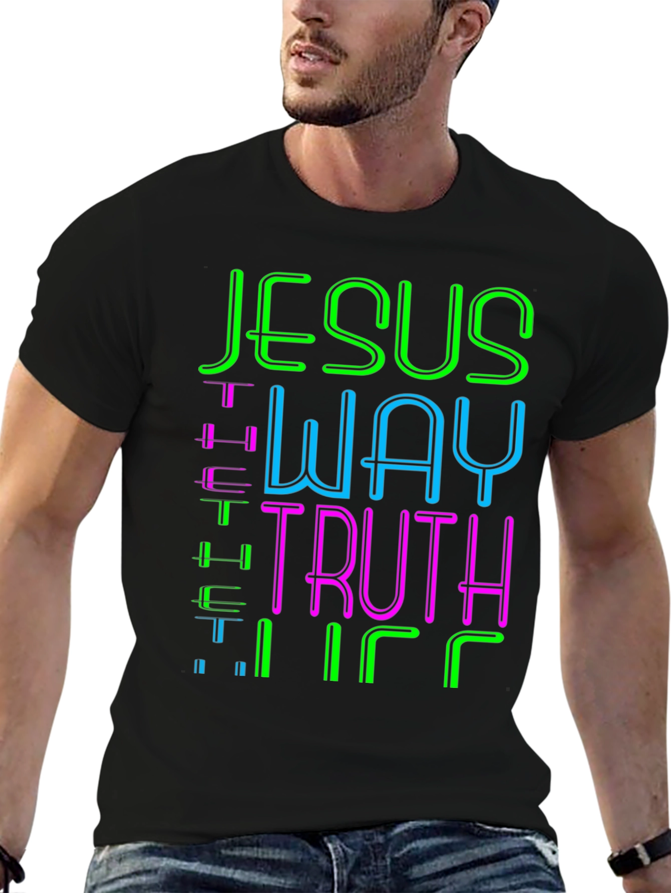 Jesus The Way Truth Life Black Graphic Tee