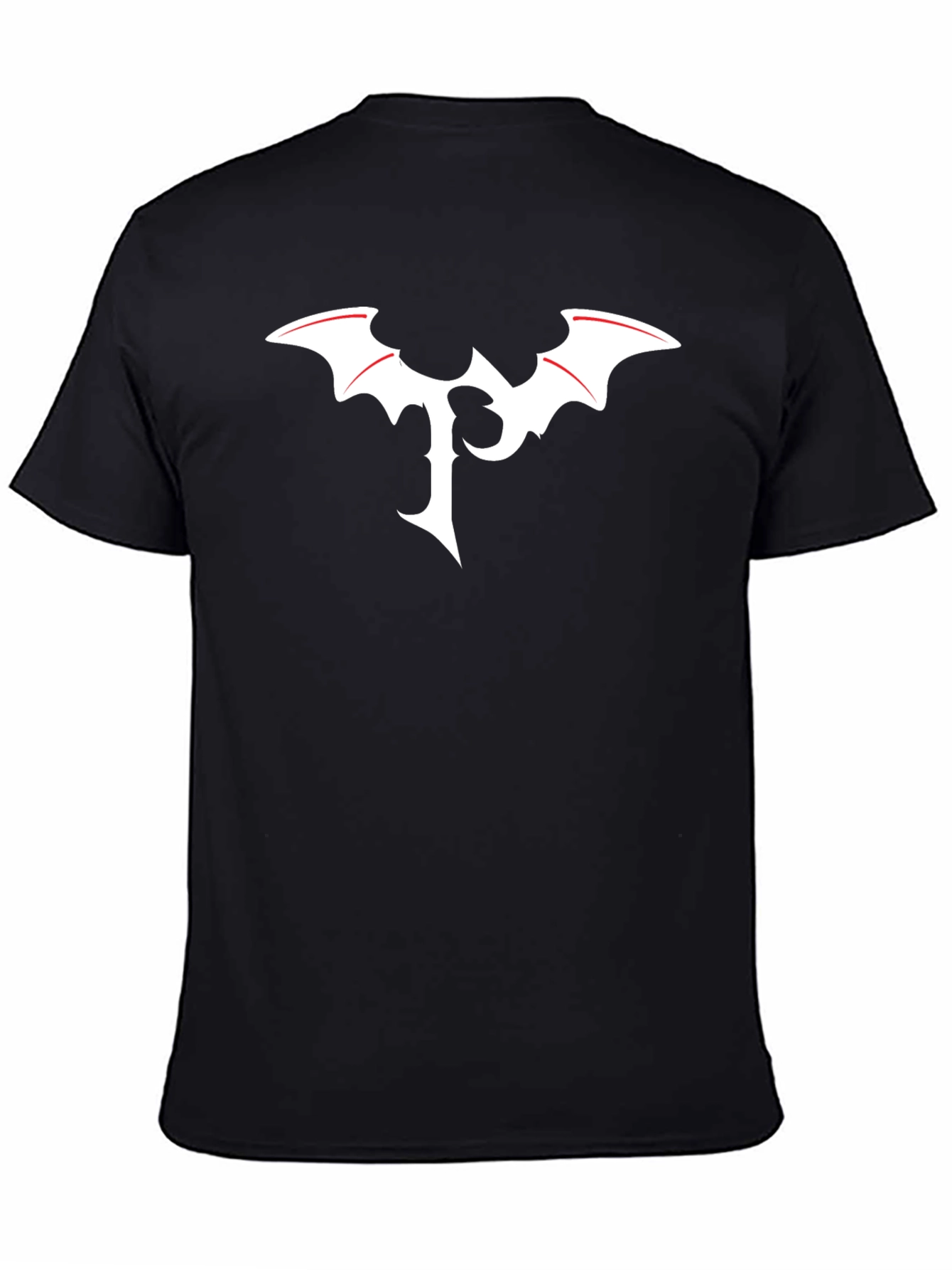 Black T-Shirt with White Bat Logo
