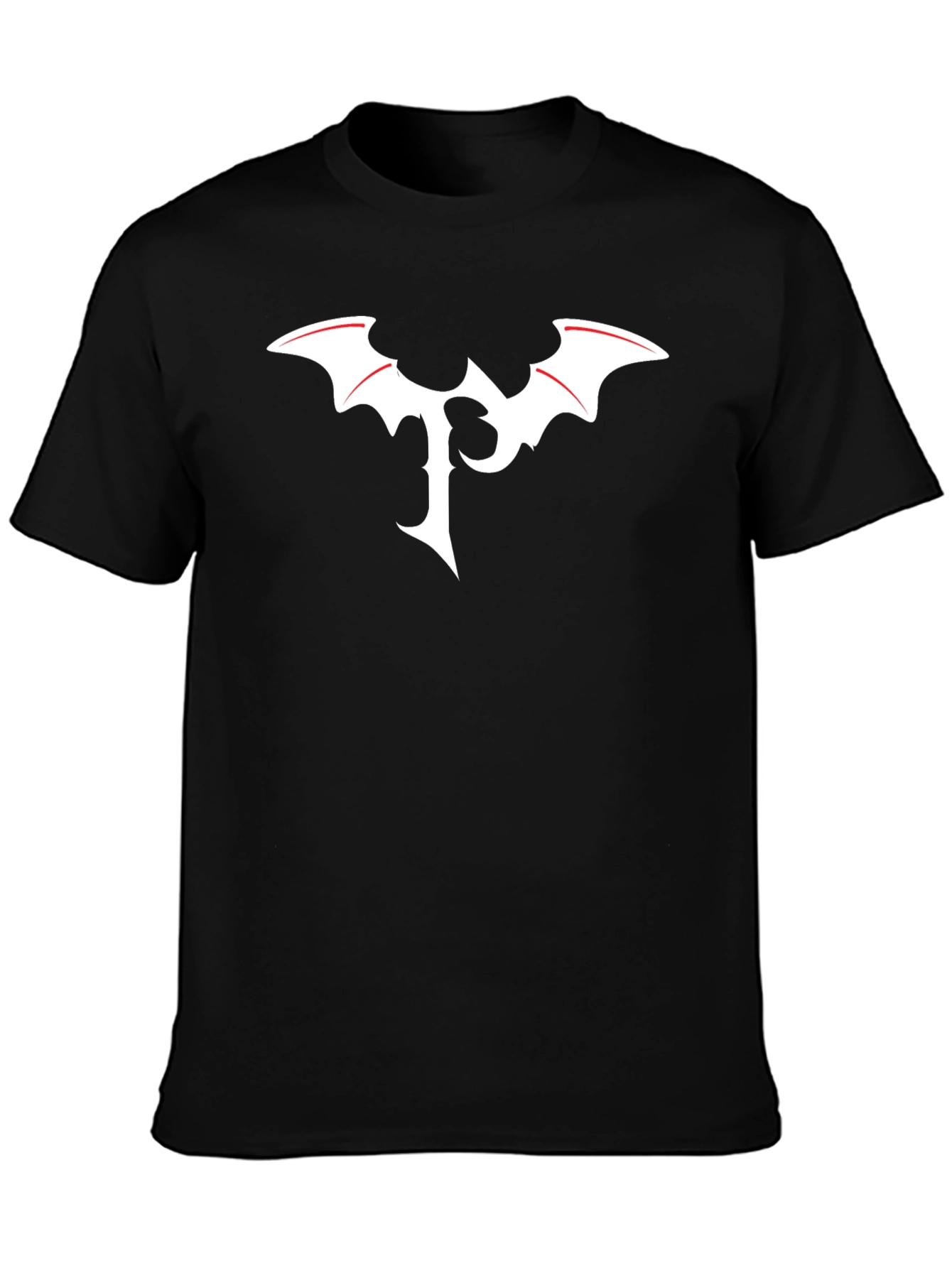 Black T-Shirt with White Bat Logo