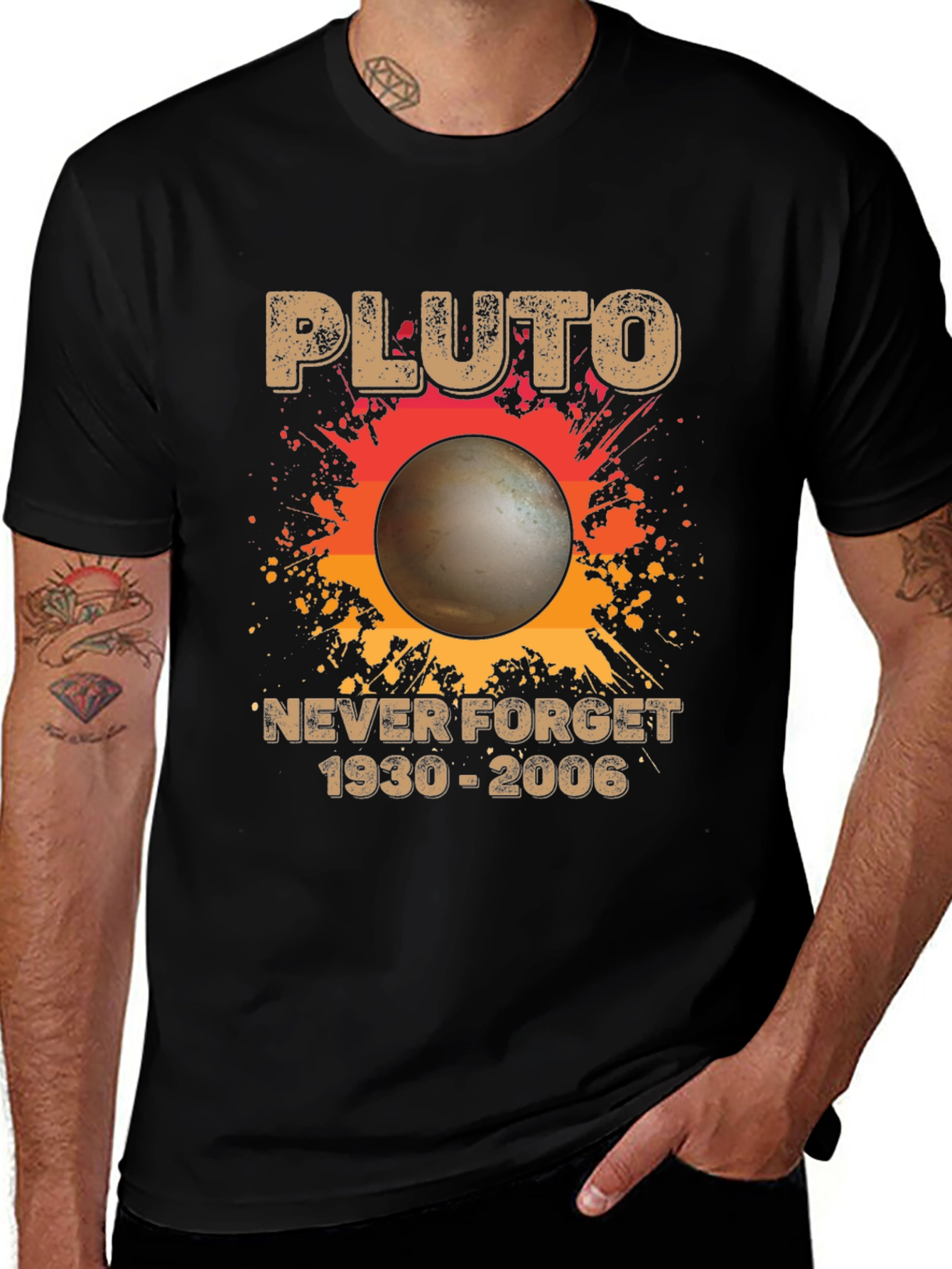 Pluto Never Forget T-Shirt Retro Space Design