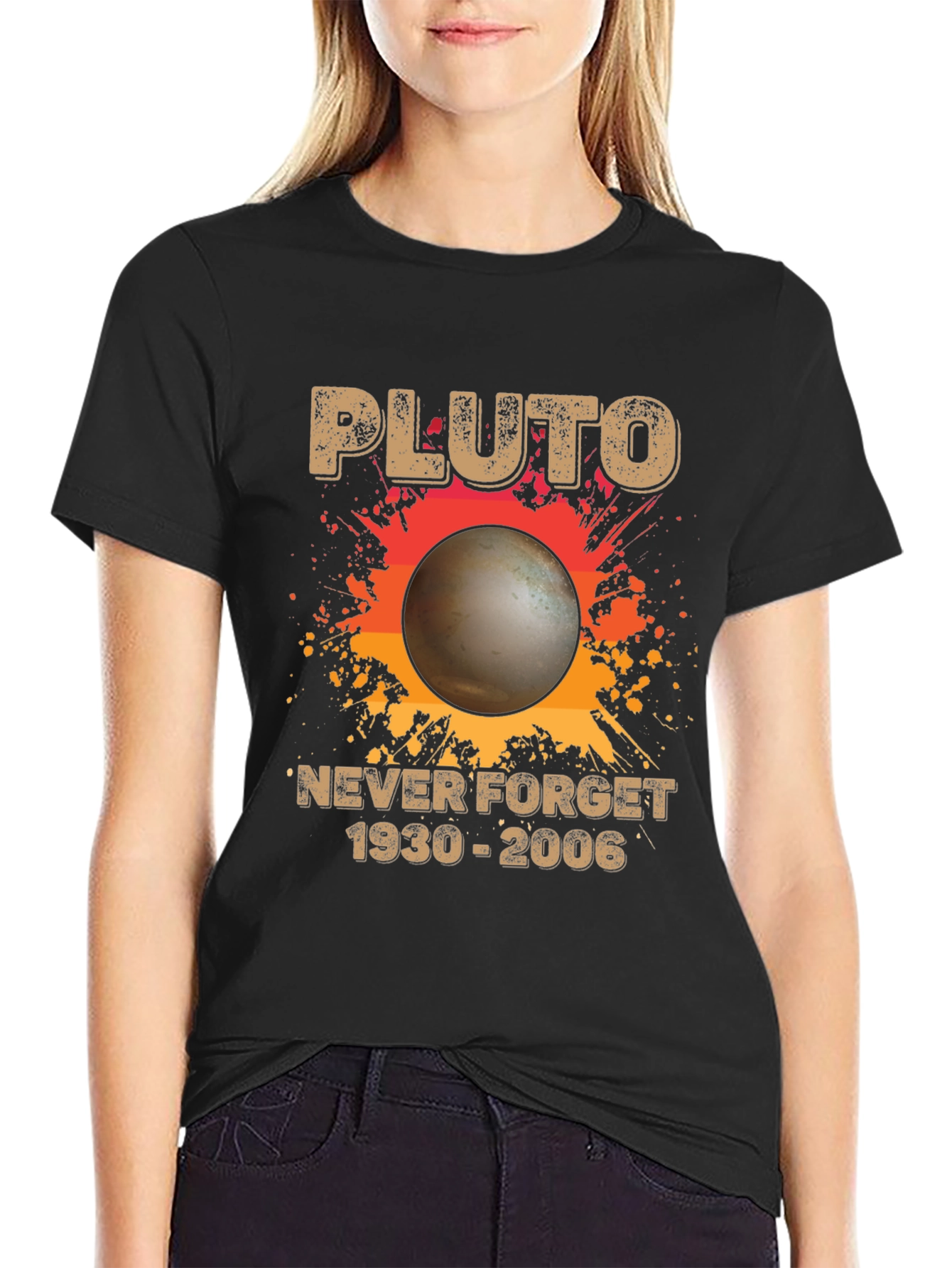 Pluto Never Forget T-Shirt Retro Space Design