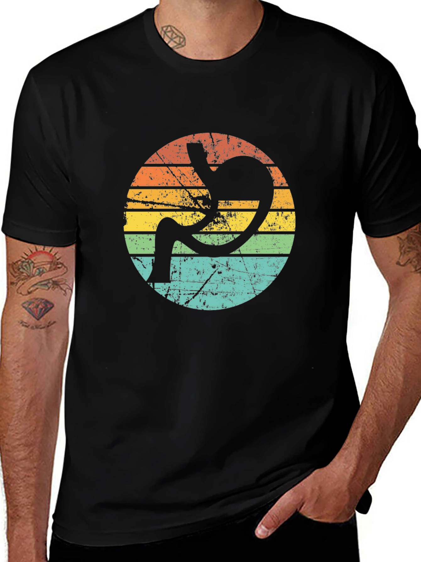 Retro Stomach Anatomy Graphic Tee - Black