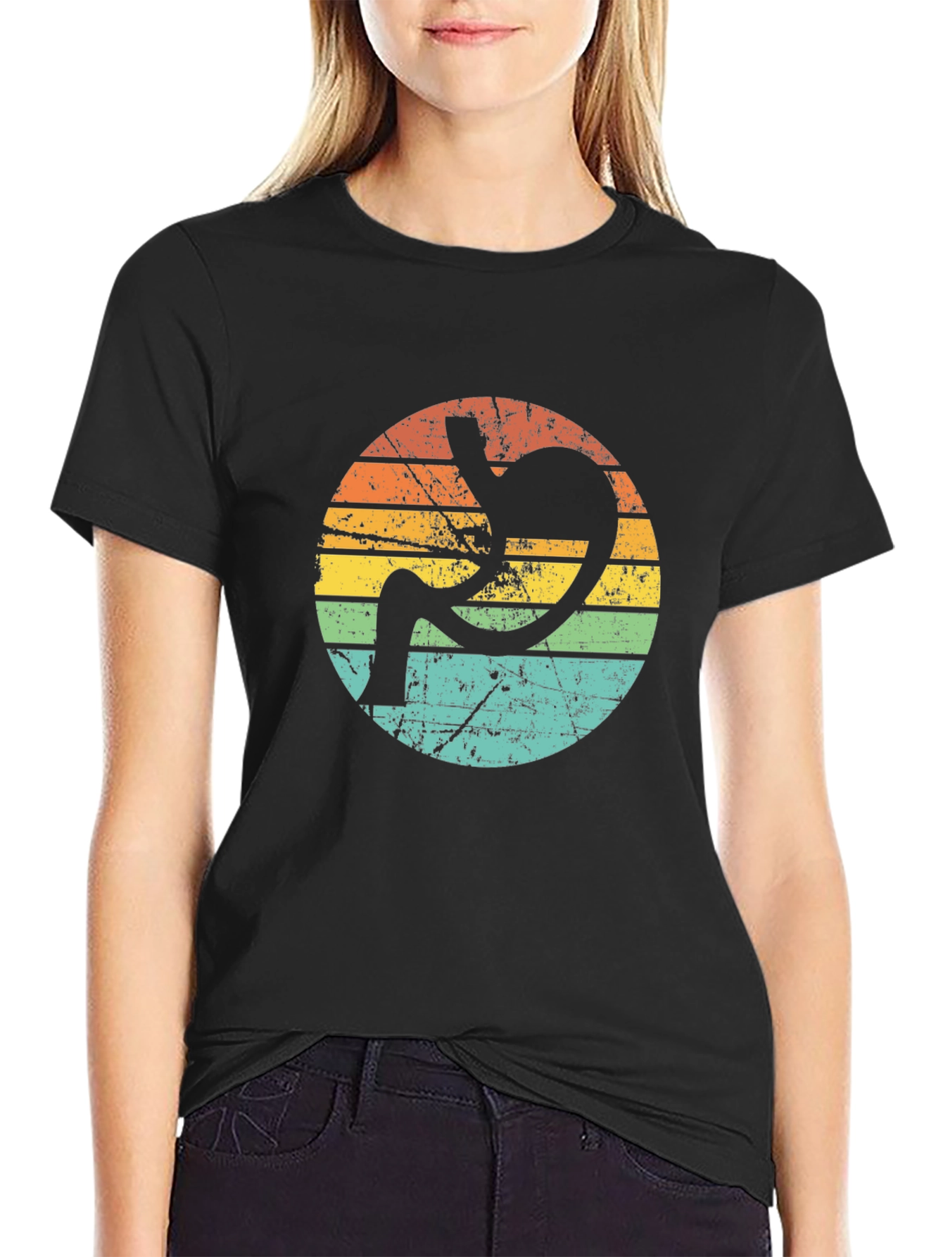 Retro Stomach Anatomy Graphic Tee - Black
