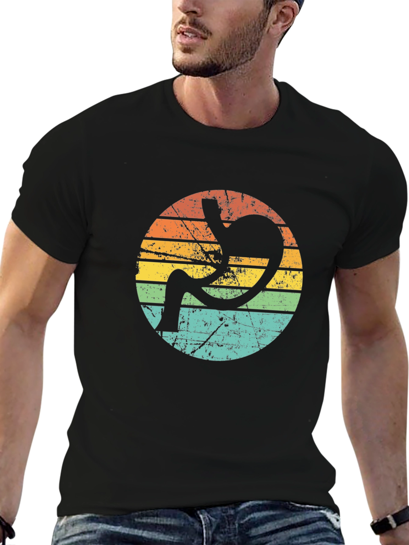 Retro Stomach Anatomy Graphic Tee - Black