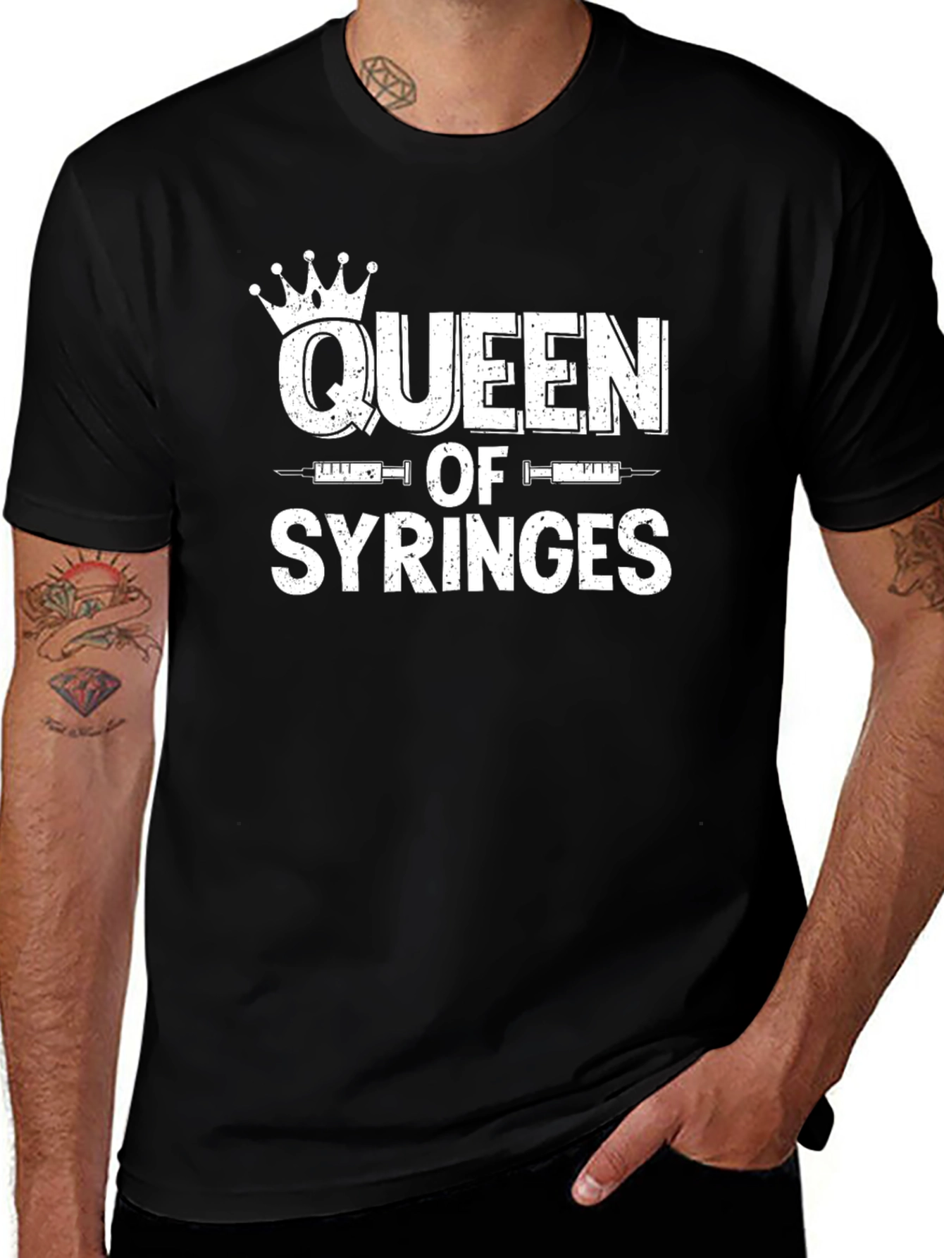 Queen of Syringes Black Graphic Tee
