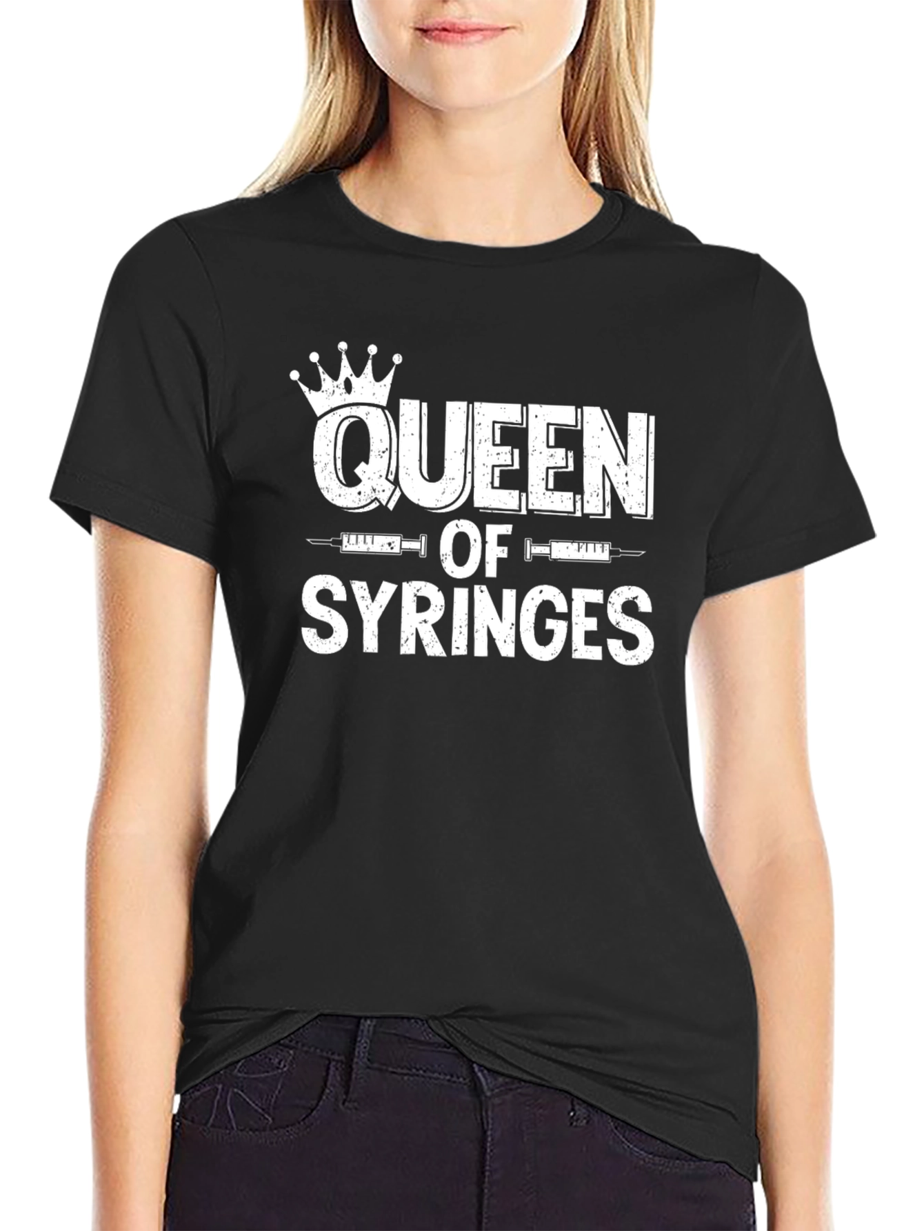 Queen of Syringes Black Graphic Tee