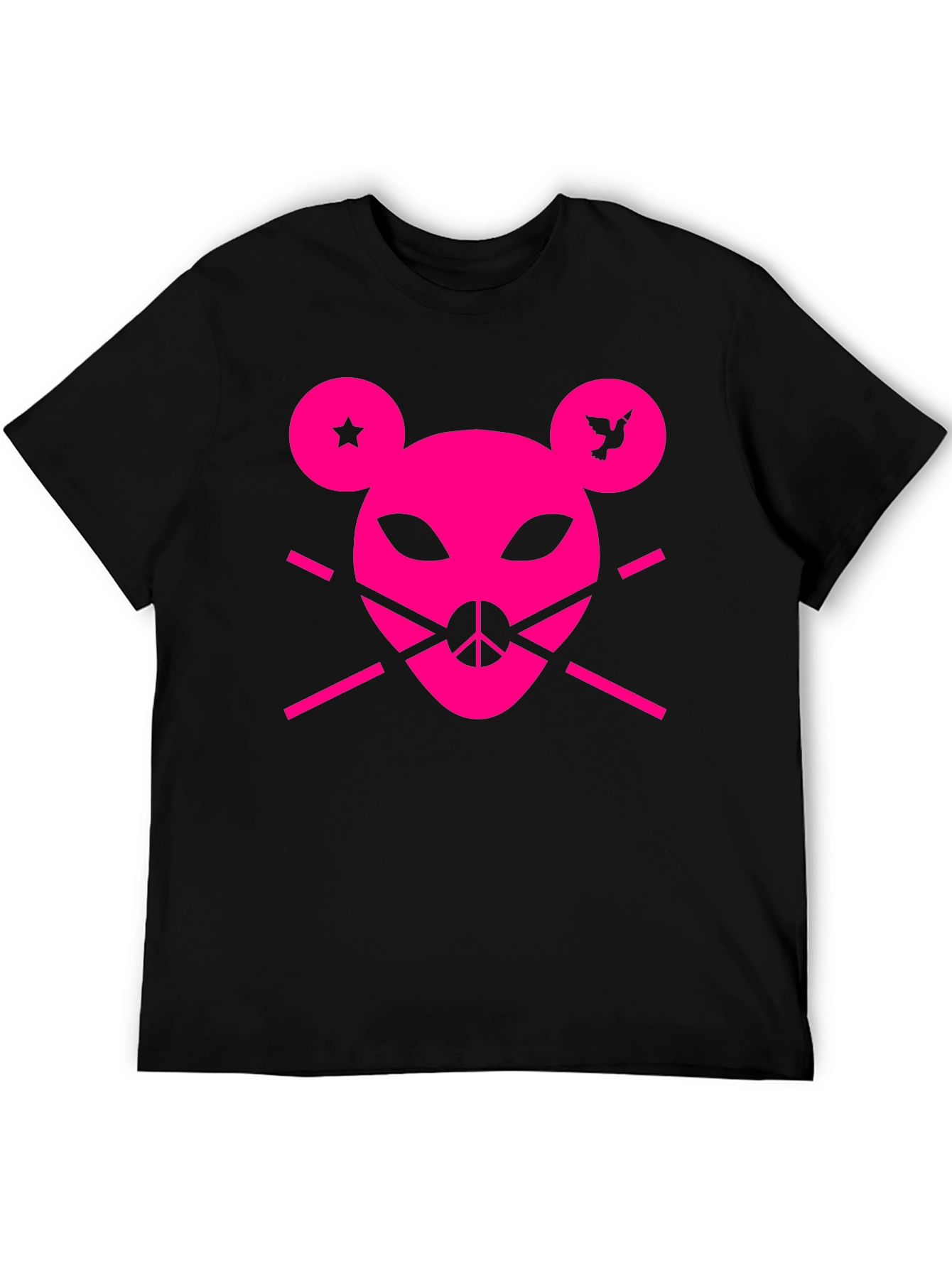 Edgy Graphic Tee - Pink Alien Peace Mouse Design