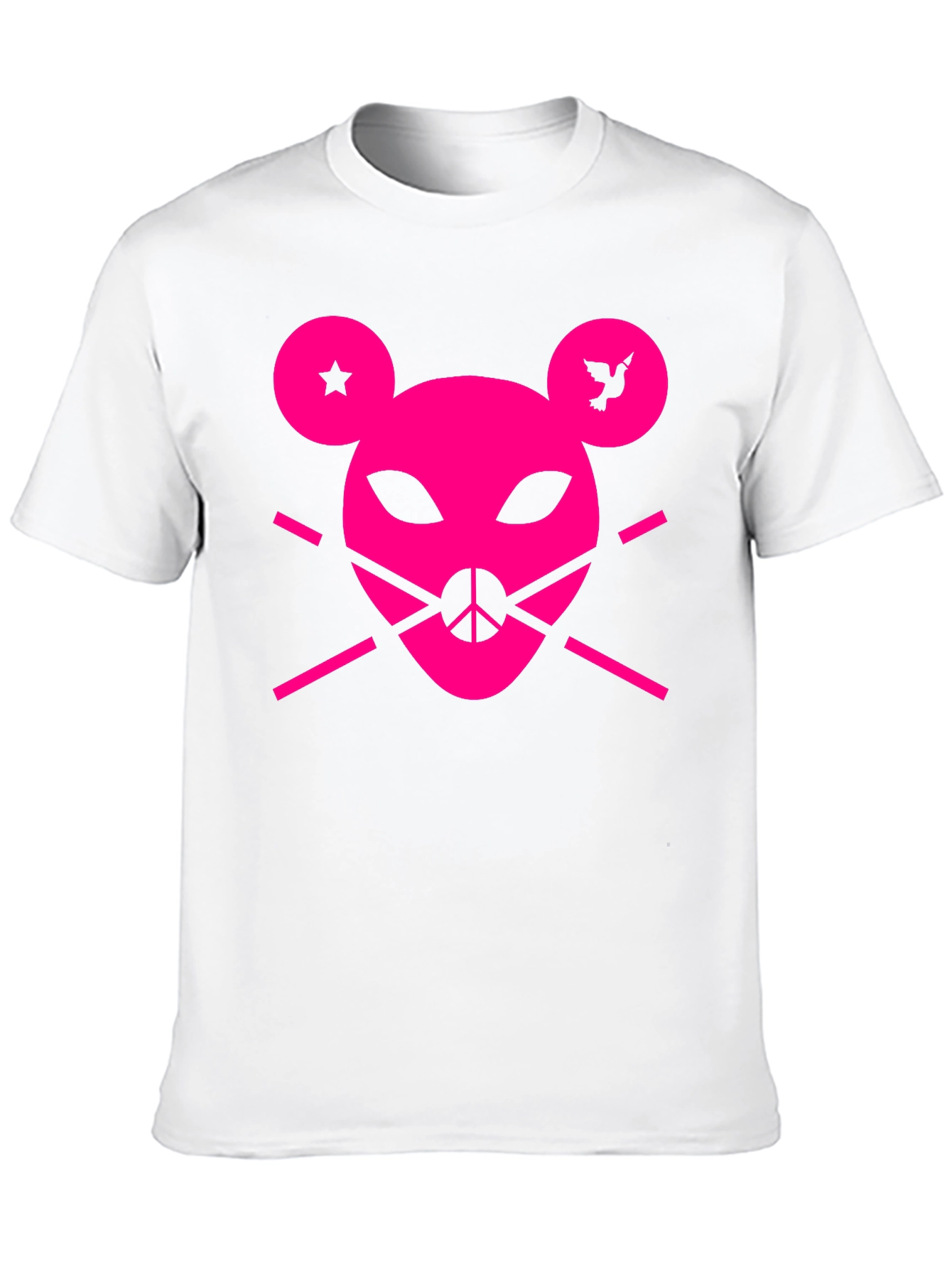 Edgy Graphic Tee - Pink Alien Peace Mouse Design
