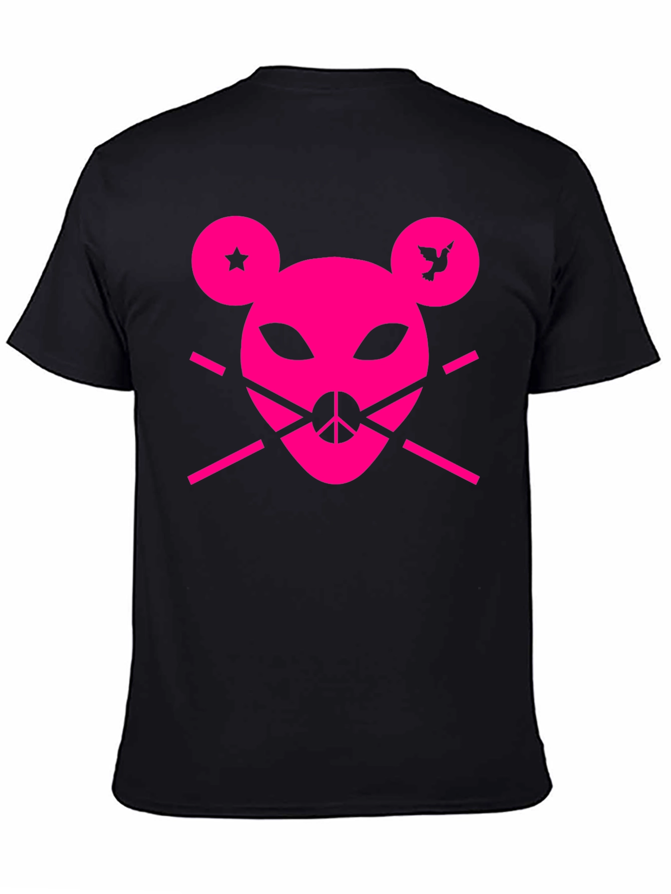 Edgy Graphic Tee - Pink Alien Peace Mouse Design