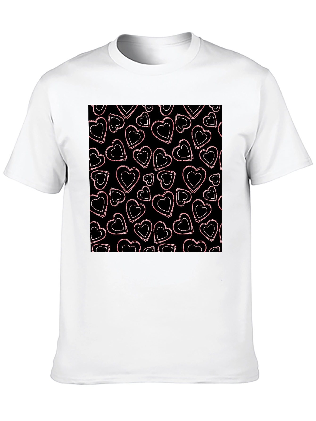 Heart Pattern Graphic Tee - Black