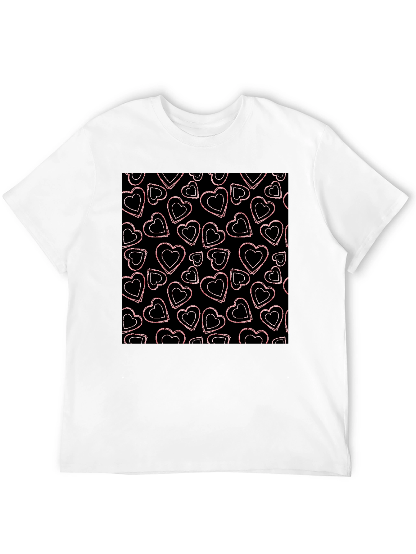 Heart Pattern Graphic Tee - Black