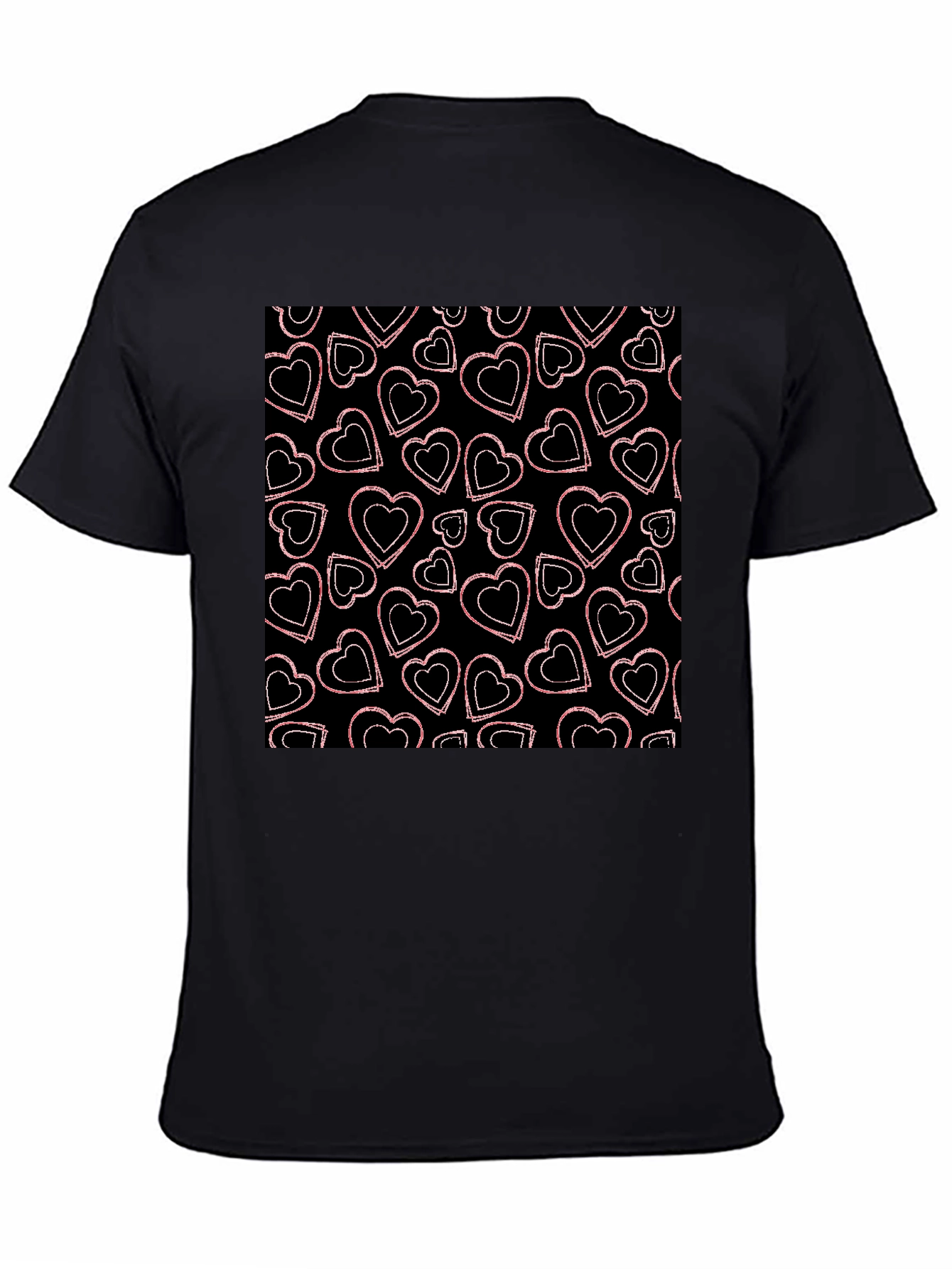 Heart Pattern Graphic Tee - Black