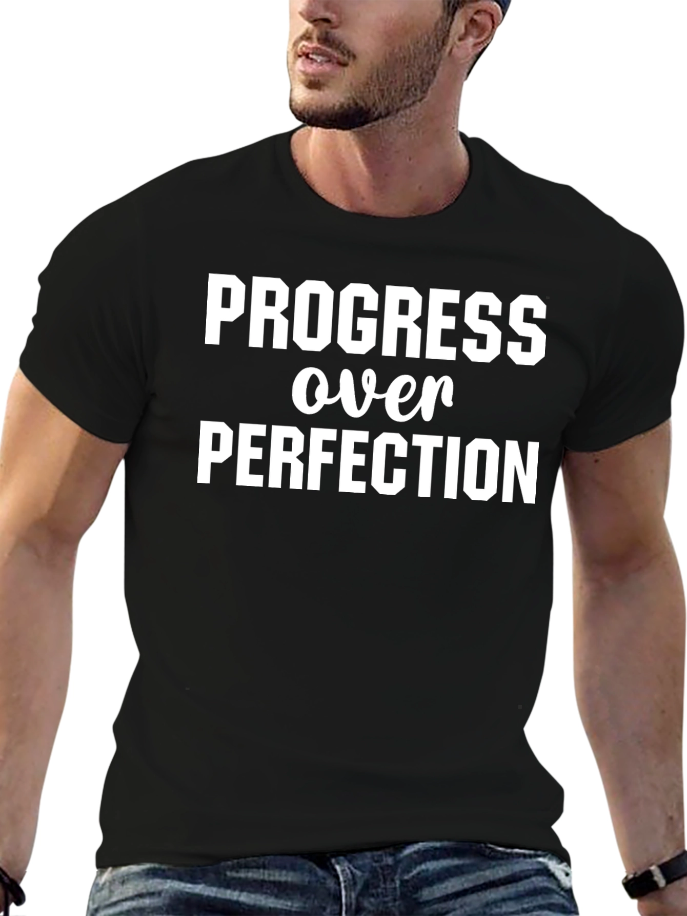 Progress Over Perfection Black T-Shirt