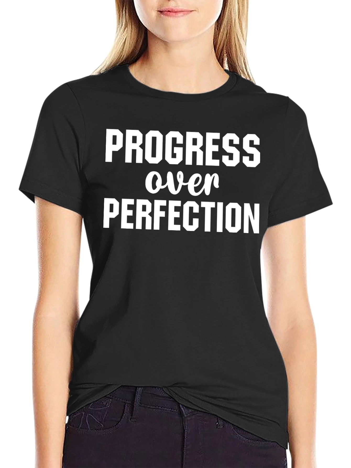 Progress Over Perfection Black T-Shirt
