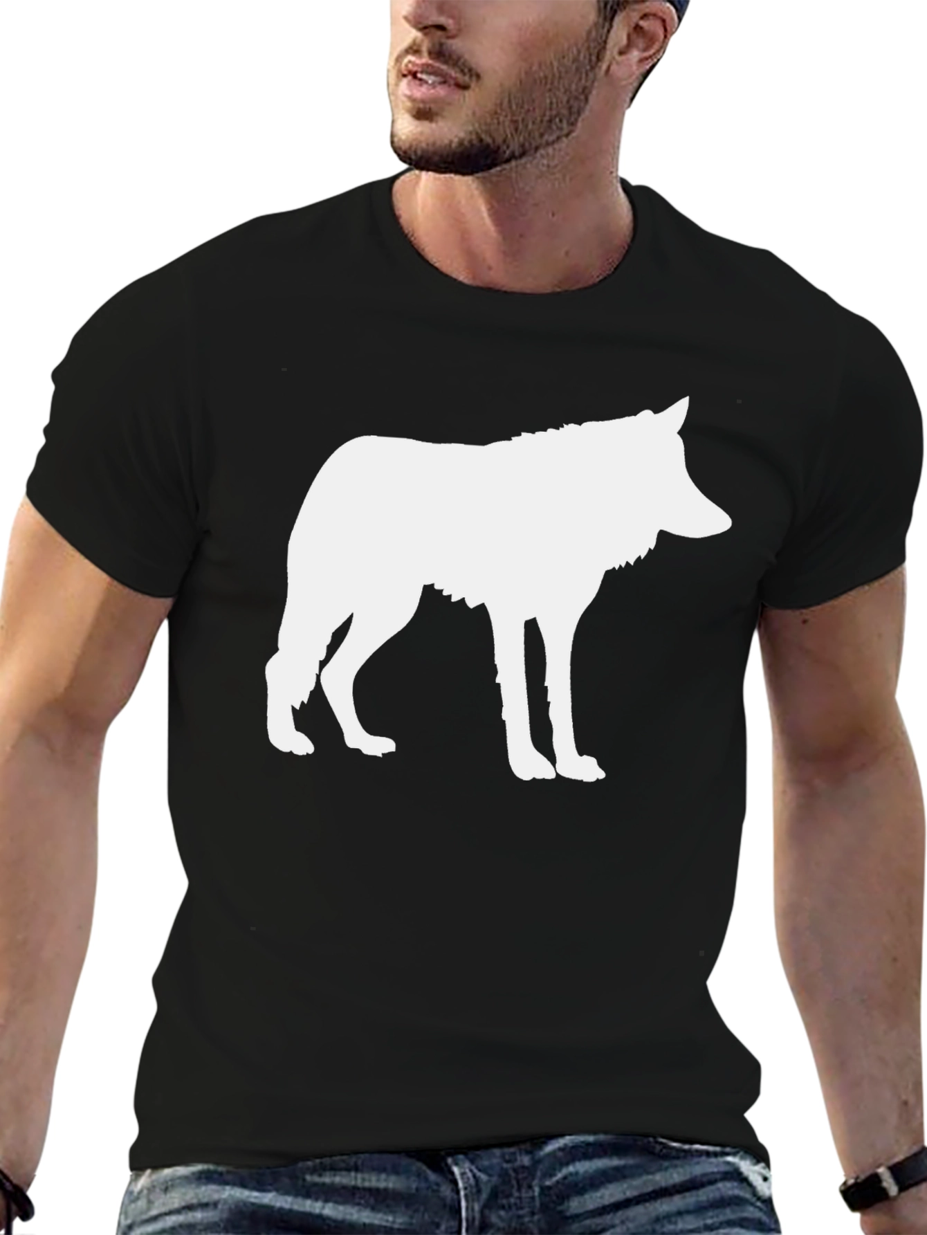 Wolf Silhouette Black T-Shirt - Cool Graphic Tee