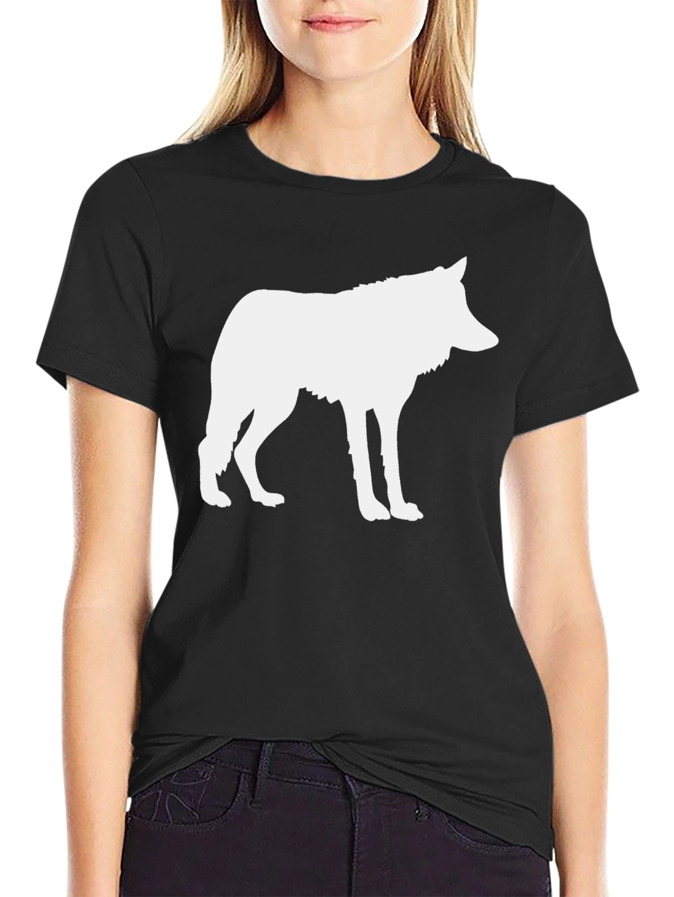 Wolf Silhouette Black T-Shirt - Cool Graphic Tee