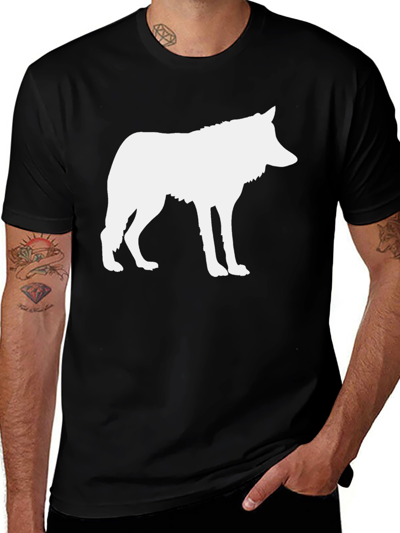Wolf Silhouette Black T-Shirt - Cool Graphic Tee