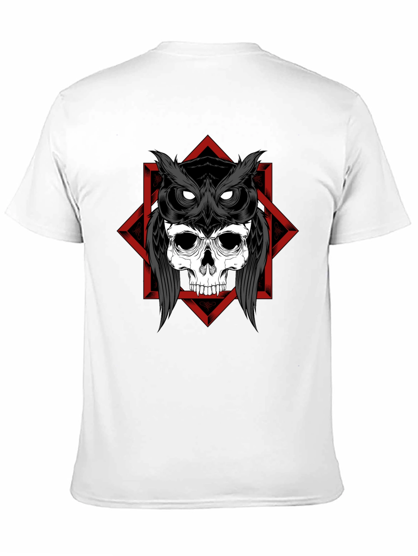 Skull Owl Graphic Tee - Black Cotton T-Shirt