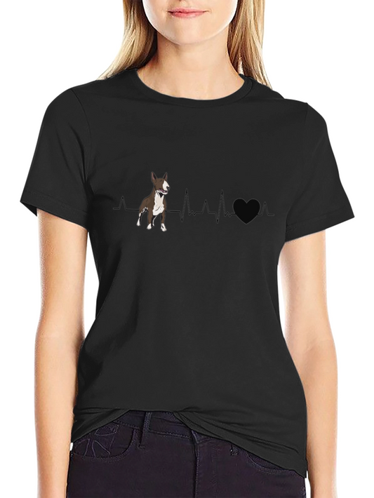 Dog Heartbeat Graphic T-Shirt - Bull Terrier Love