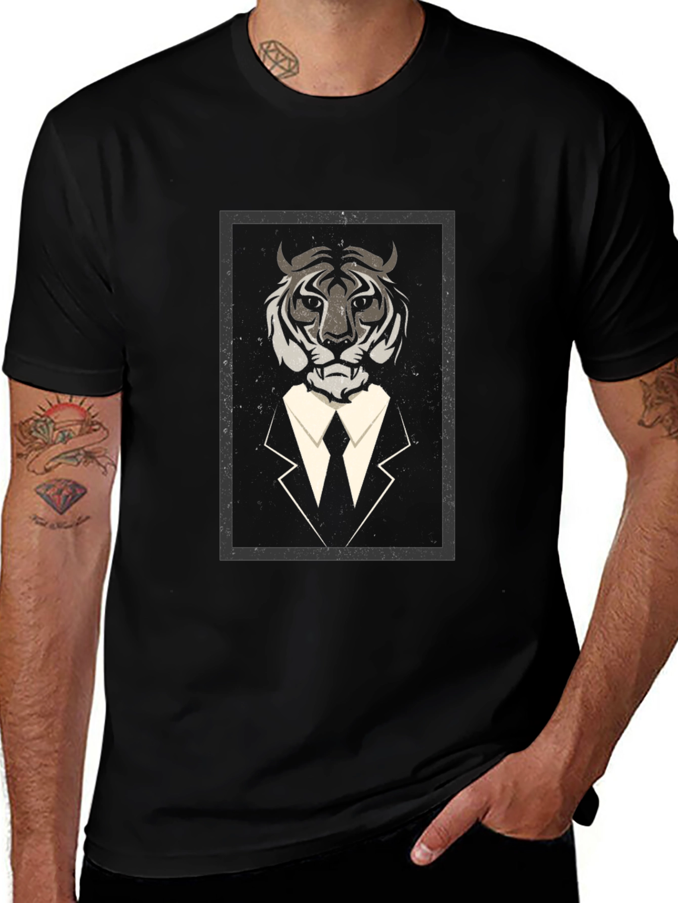 Tiger Suit Graphic Tee - Cool & Stylish