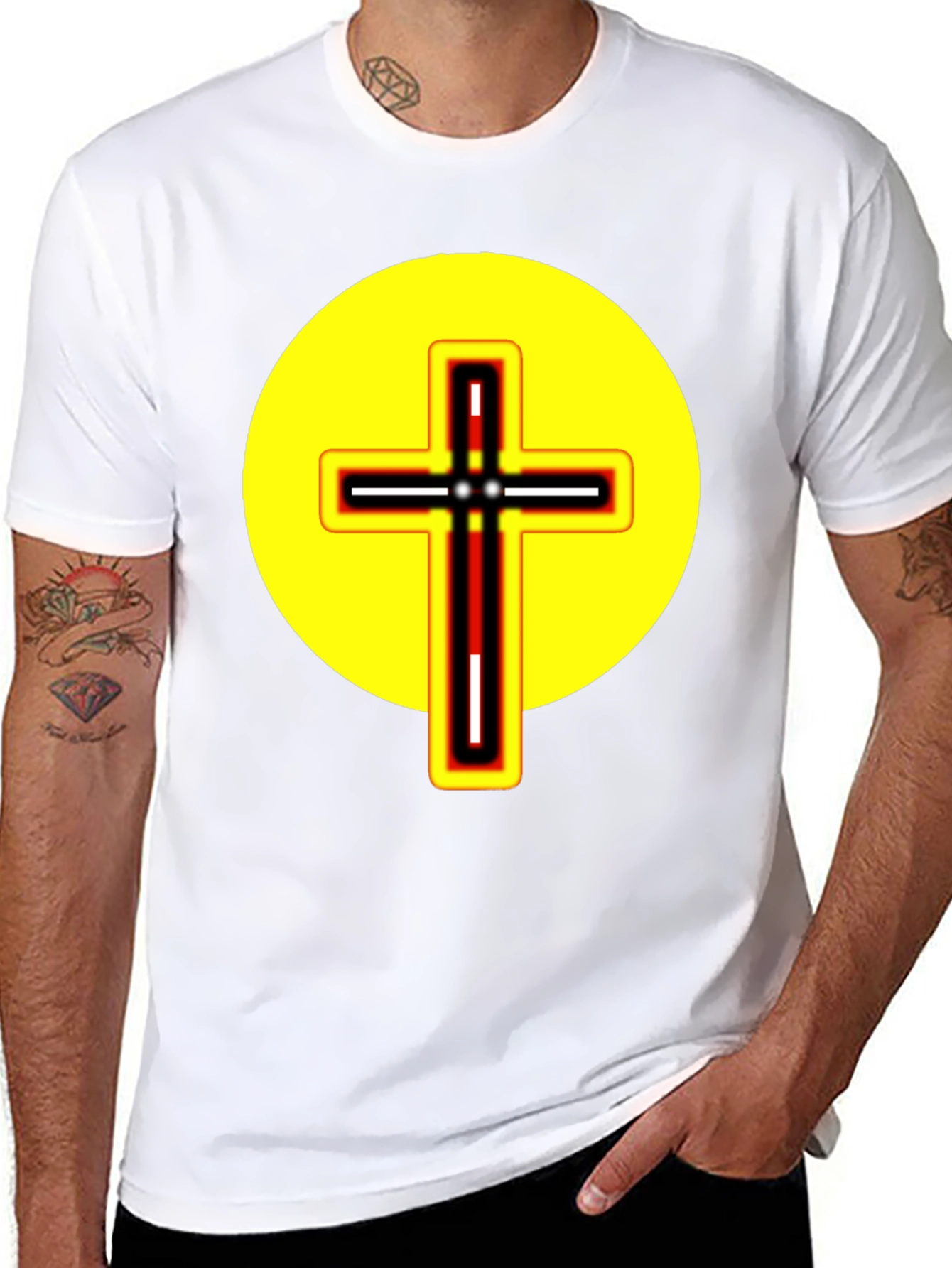 Black T-Shirt with Cross Graphic